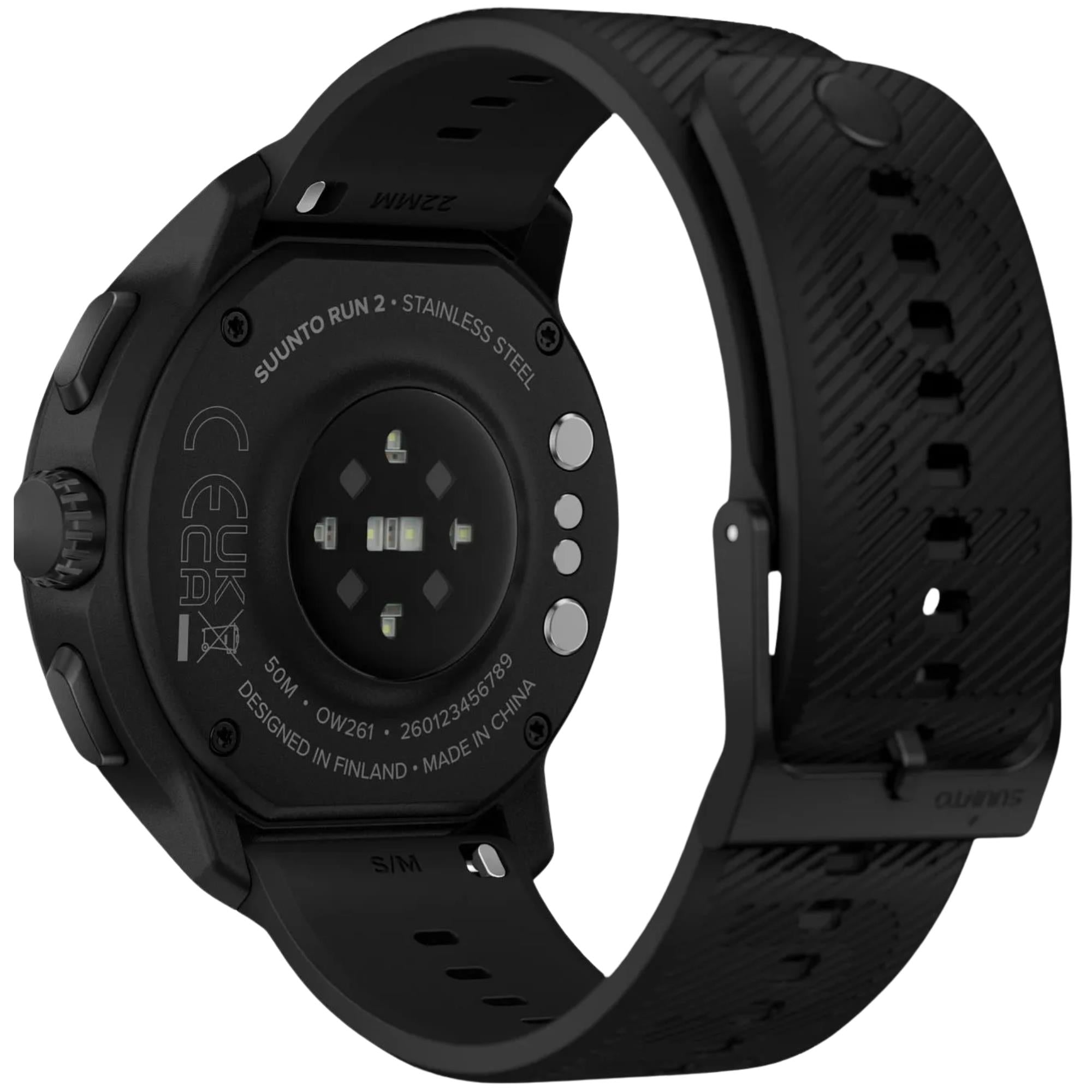 Suunto Run 2 46.5mm 4GB AMOLED Digital All Black Silicone Smart Fitness Watch SS051723000