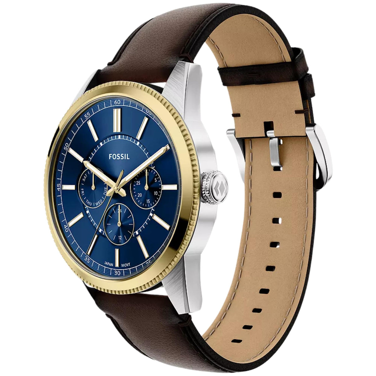 Fossil Pearson 42mm Multifunction Blue Dial Leather Mens Quartz Watch FS6195