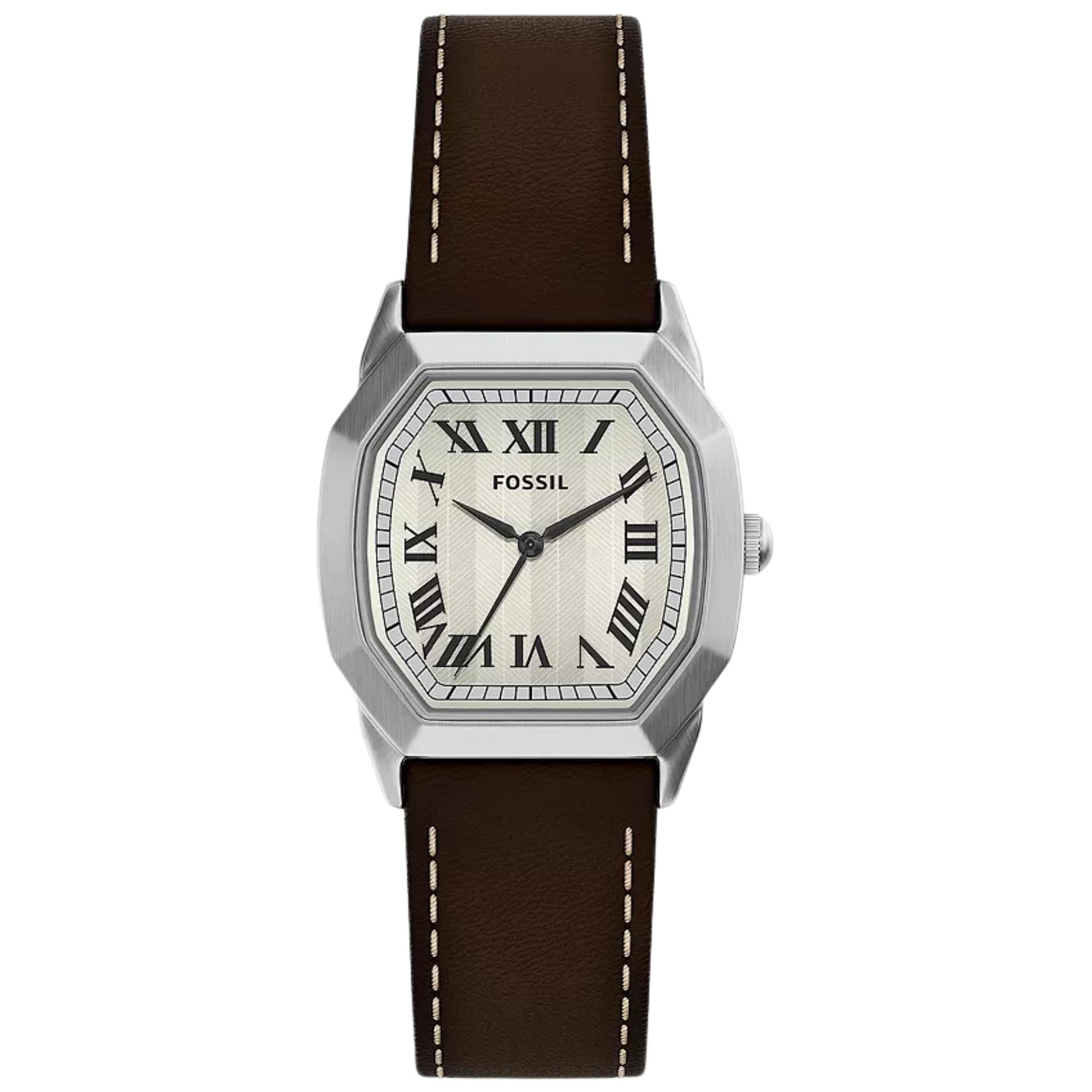 Fossil Harlow 33mm Cream Dial Leather Mens Quartz Watch FS6214