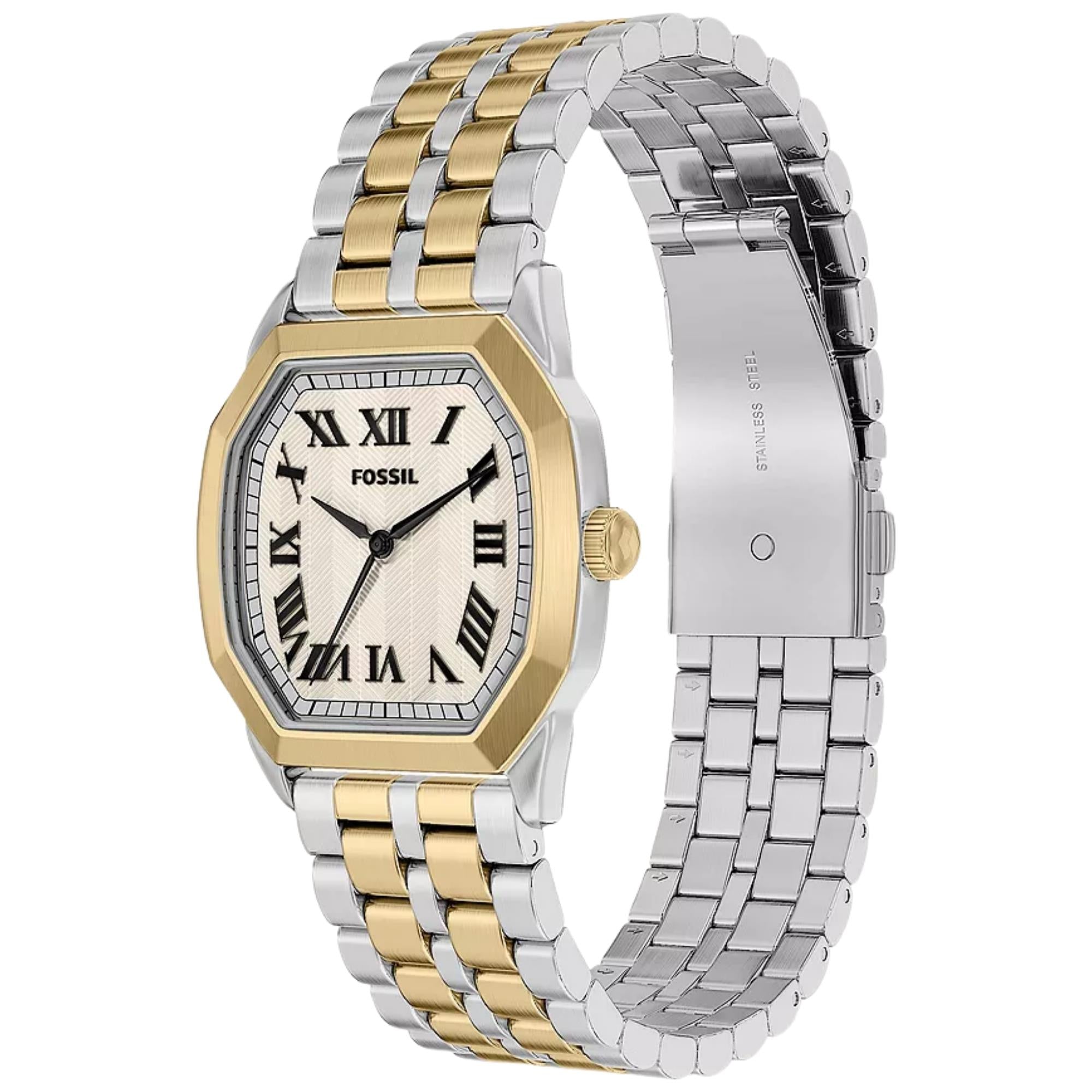 Fossil Harlow 33mm Cream Dial Steel Mens Quartz Watch FS6212