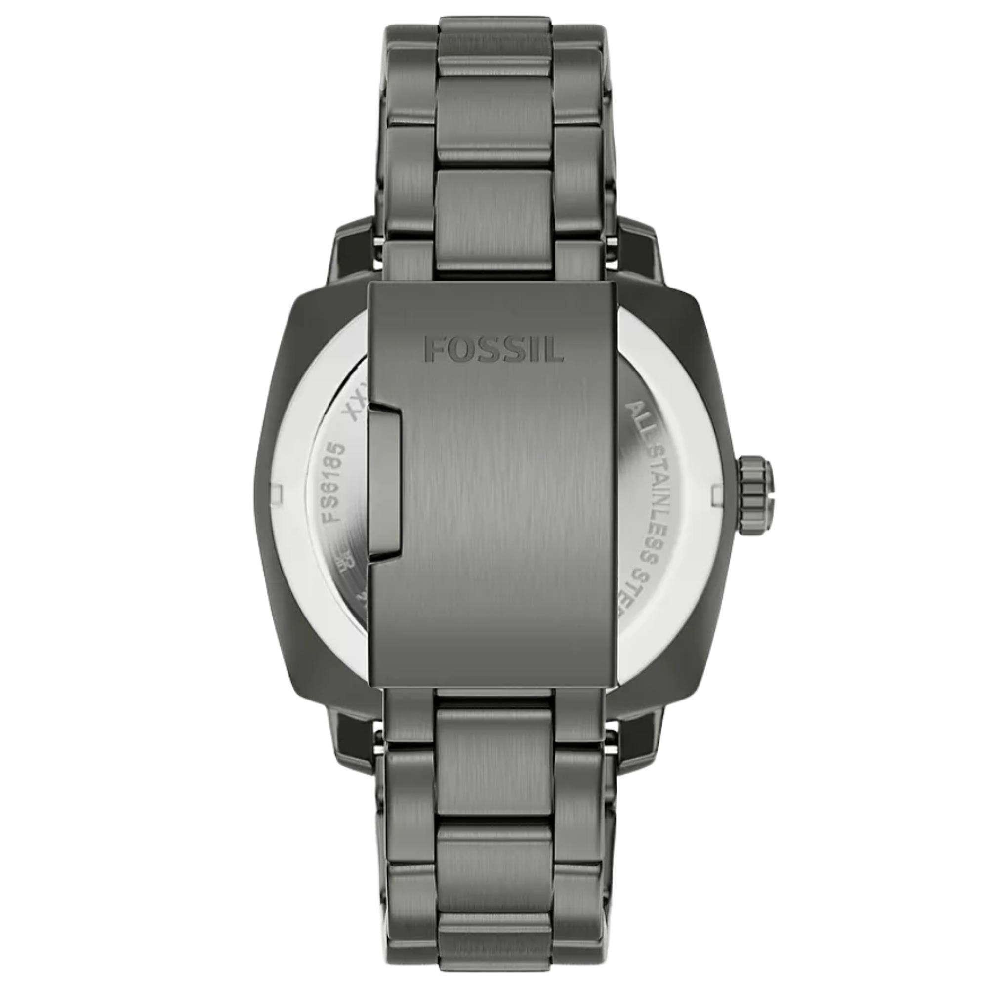 Fossil Machine 41mm Black Dial Steel Mens Quartz Watch FS6185