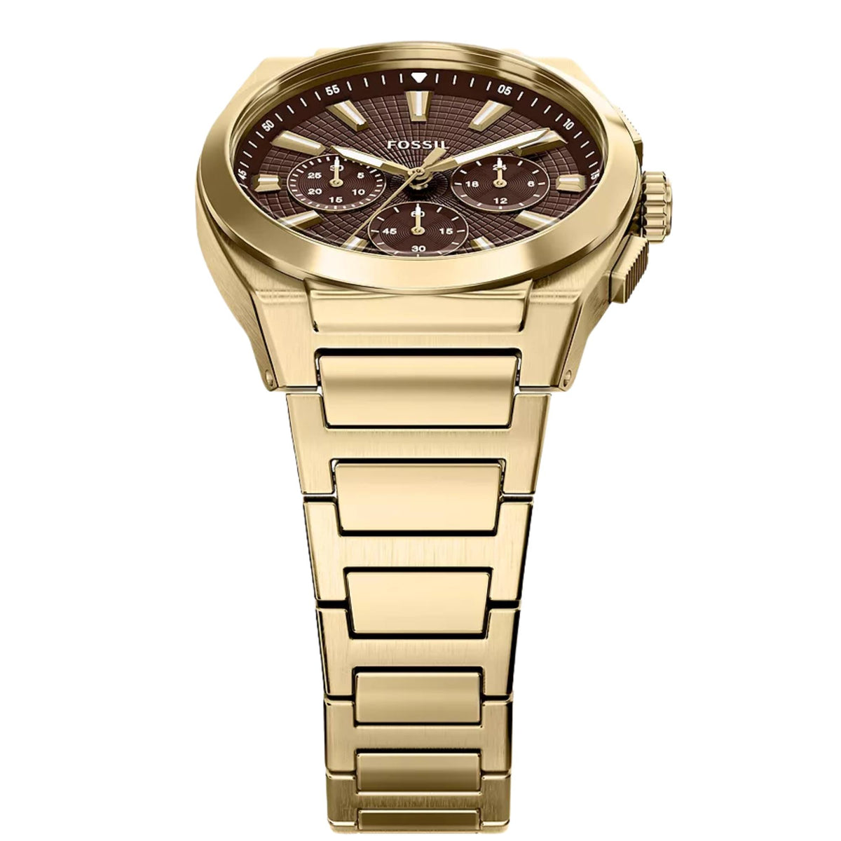 Fossil Everett 44mm Chronograph Brown Dial Steel Mens Quartz Watch FS6184