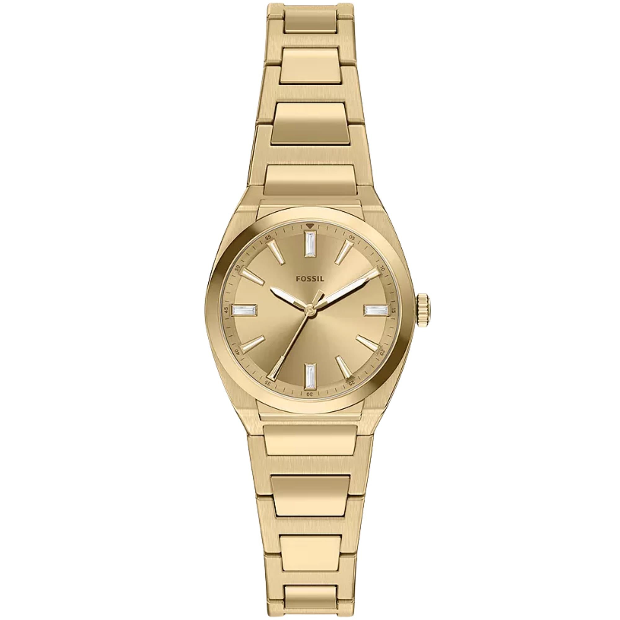 Fossil Everett 27mm Gold Dial Steel Ladies Quartz Watch ES5492