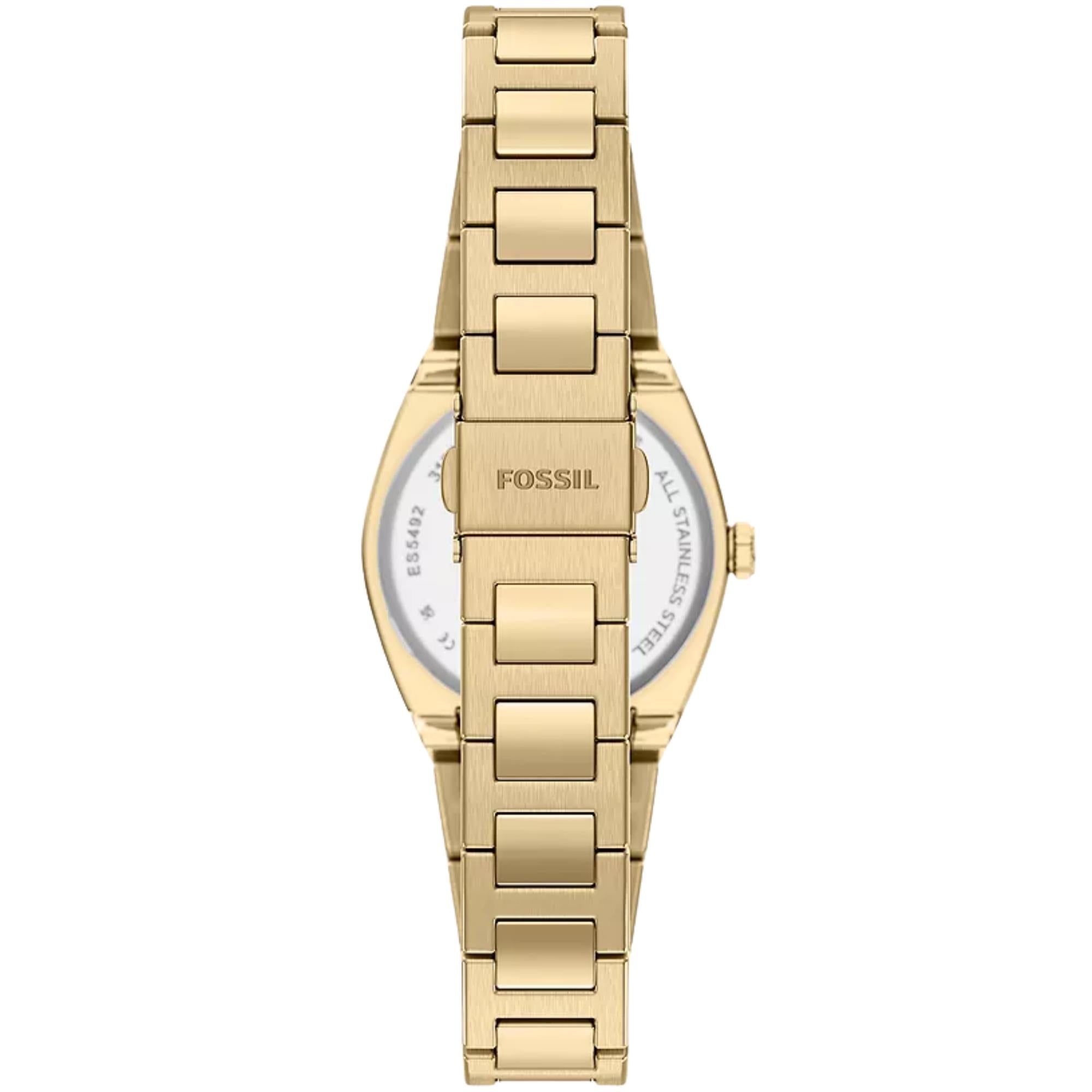 Fossil Everett 27mm Gold Dial Steel Ladies Quartz Watch ES5492