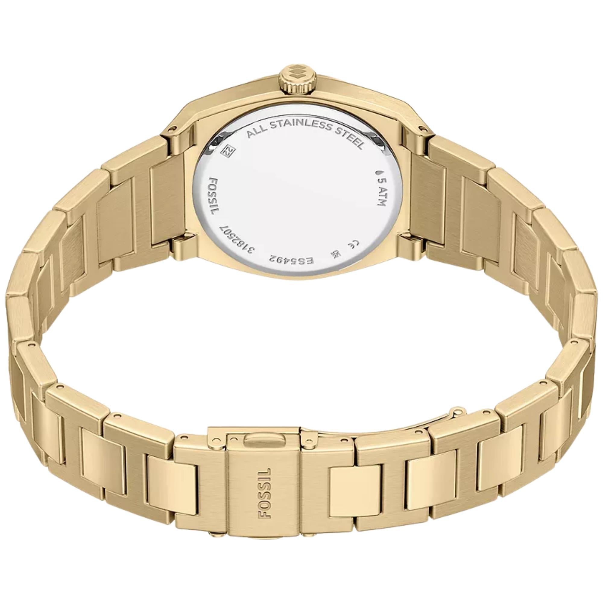 Fossil Everett 27mm Gold Dial Steel Ladies Watch ES5492