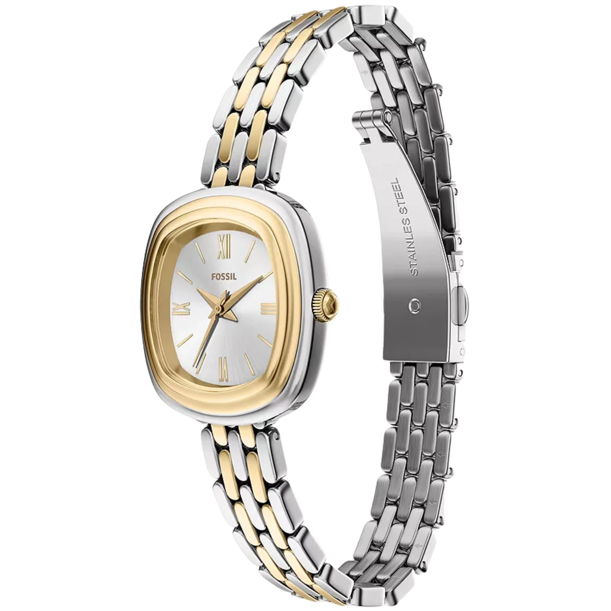 Fossil Emerson 30mm Silver Dial Steel Ladies Quartz Watch ES5509