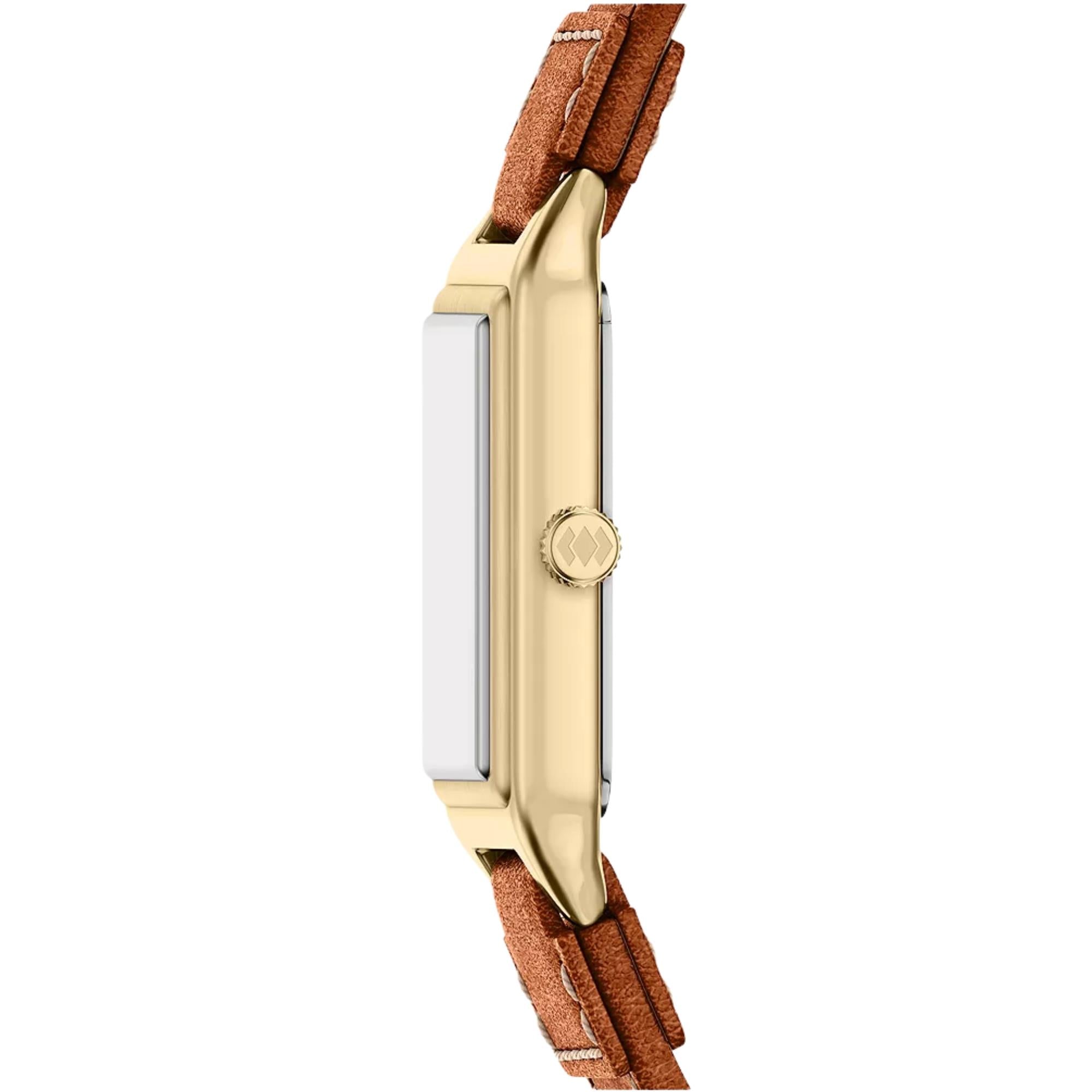 Fossil Raquel 23mm Cream Dial Leather Ladies Quartz Watch ES5504