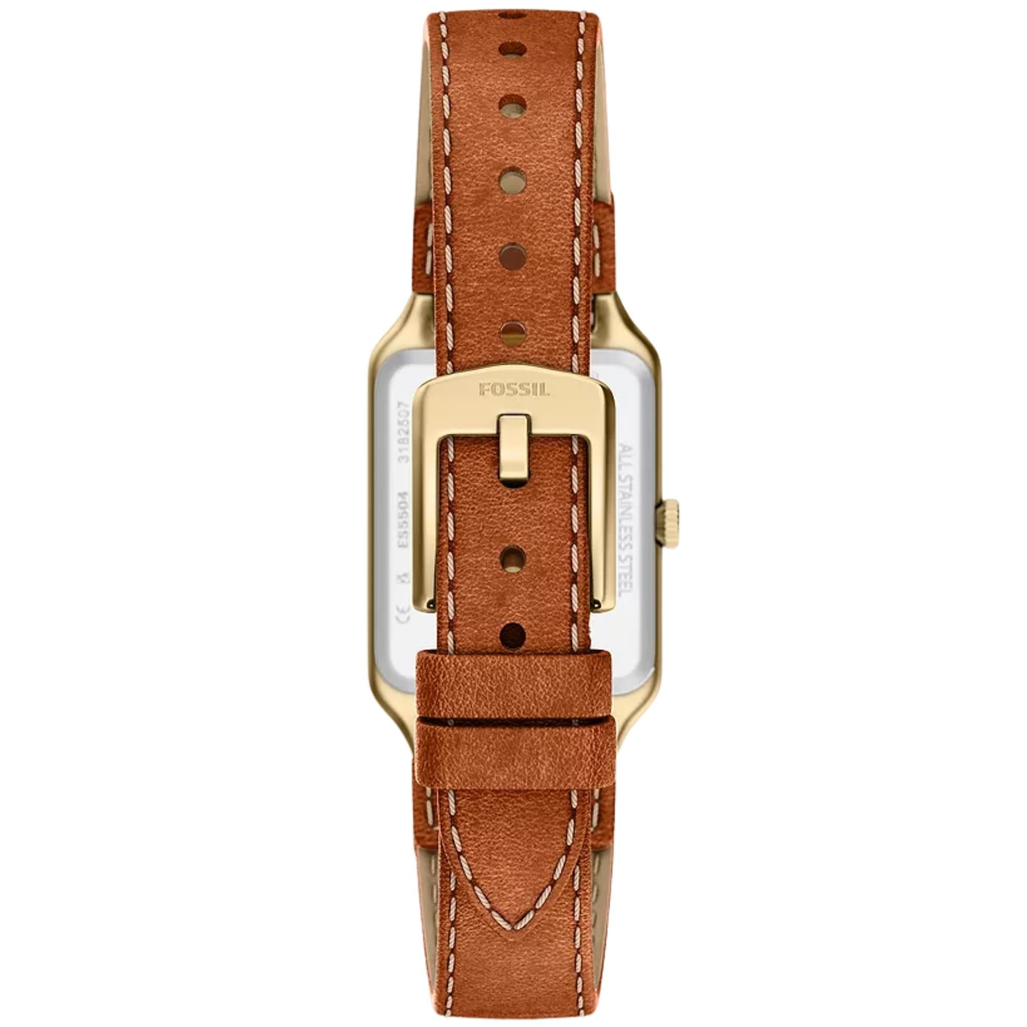 Fossil Raquel 23mm Cream Dial Leather Ladies Quartz Watch ES5504
