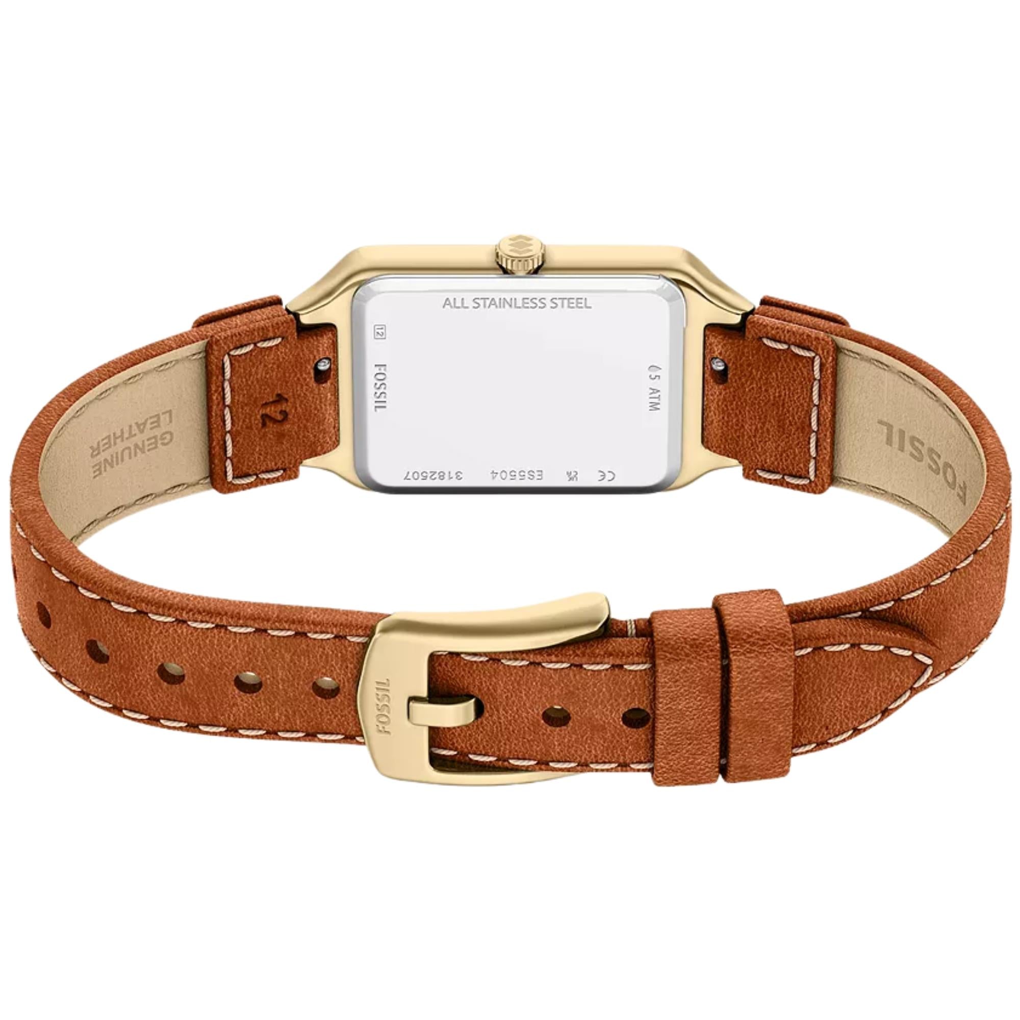 Fossil Raquel 23mm Cream Dial Leather Ladies Quartz Watch ES5504