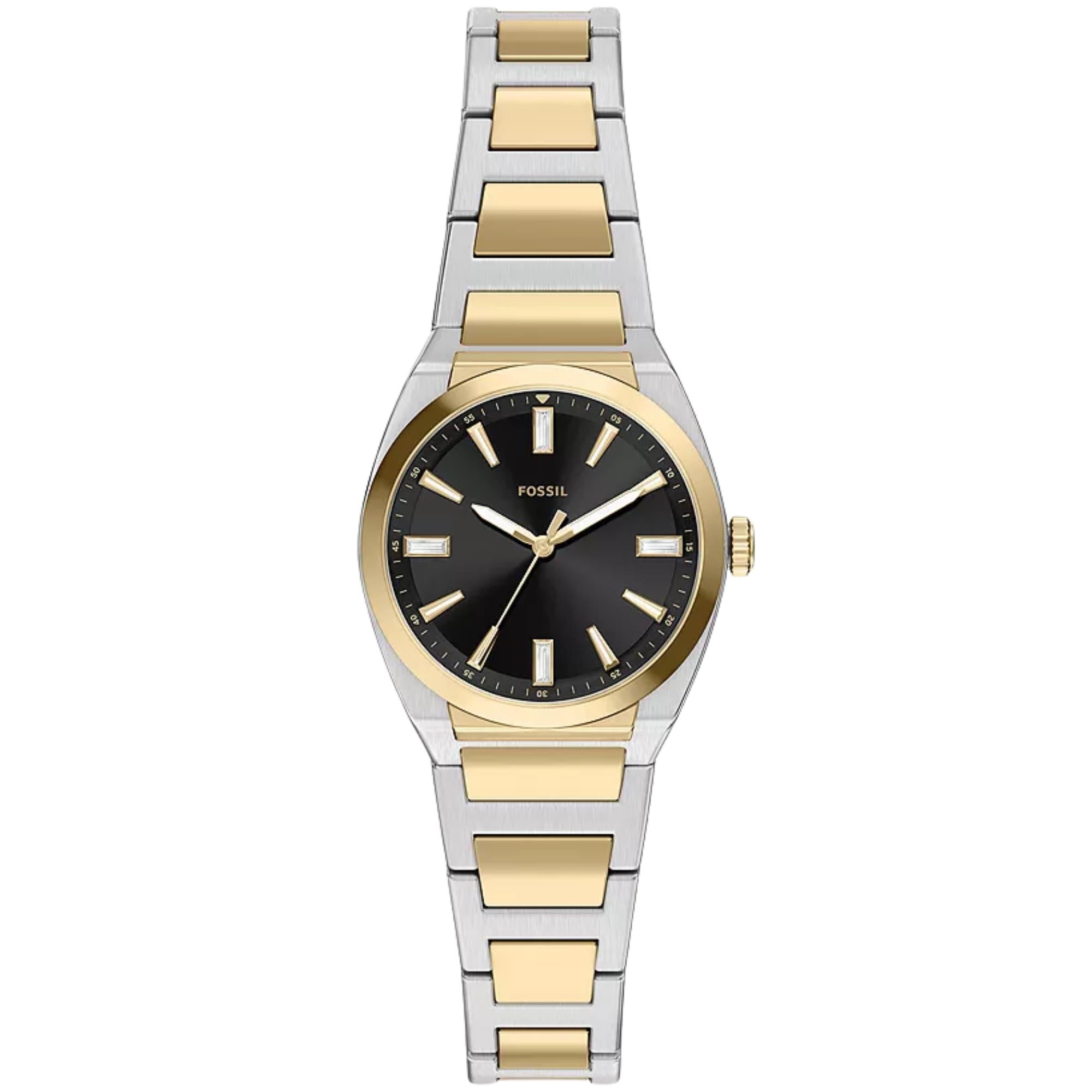 Fossil Everett 27mm Black Dial Steel Ladies Quartz Watch ES5495
