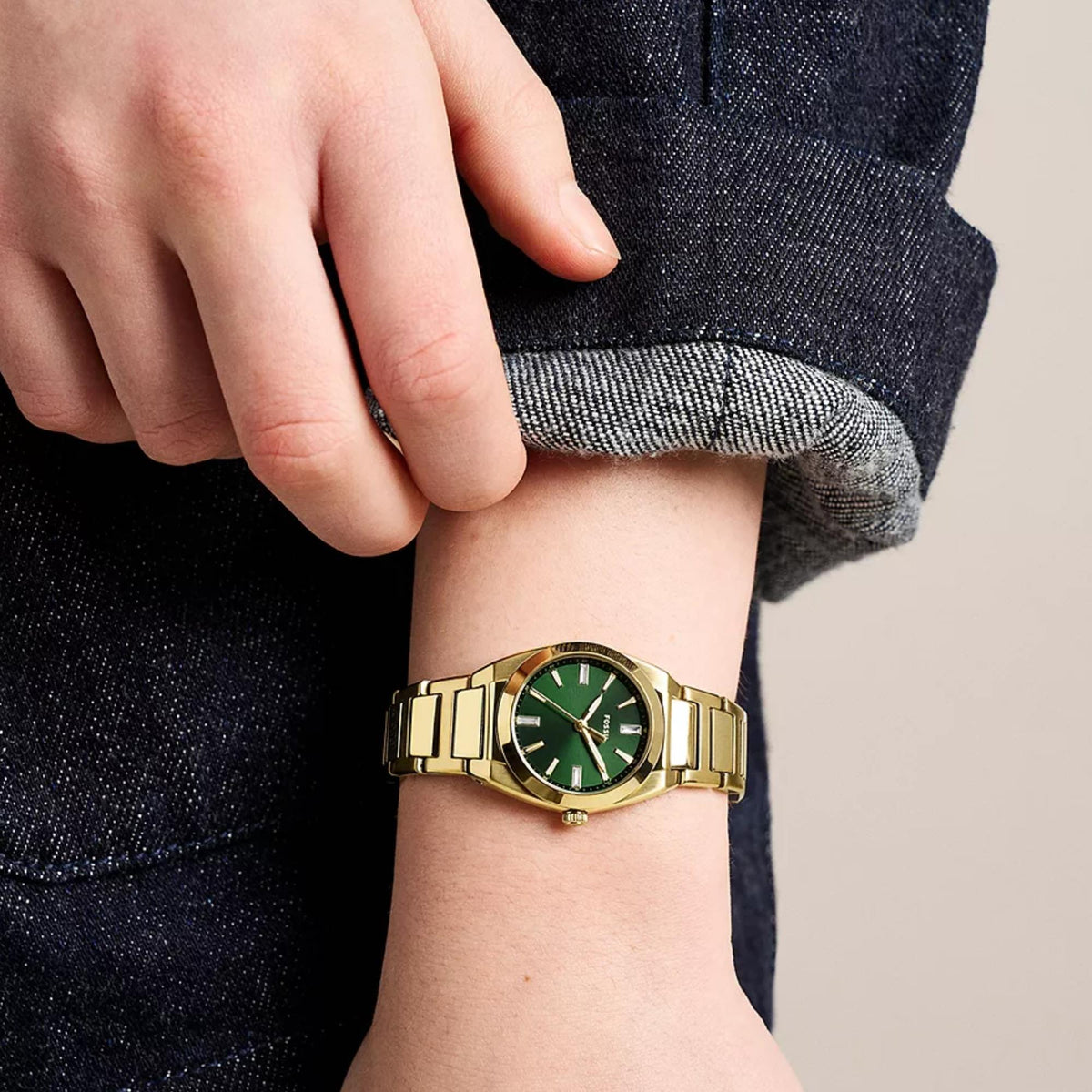 Fossil Everett 27mm Green Dial Steel Ladies Quartz Watch ES5493