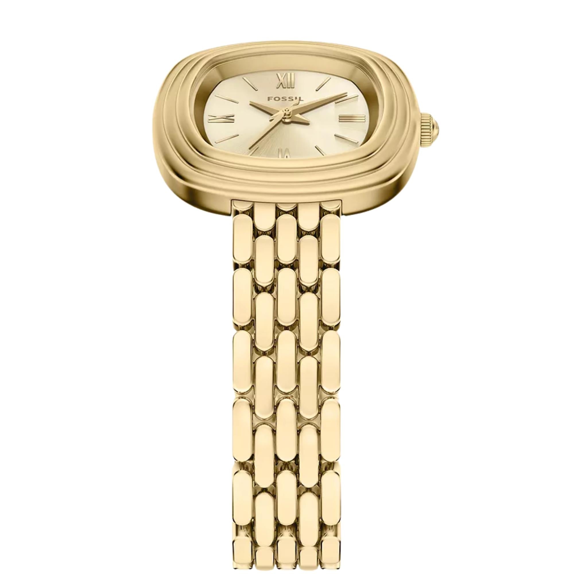 Fossil Emerson 30mm Gold Dial Steel Ladies Quartz Watch ES5506