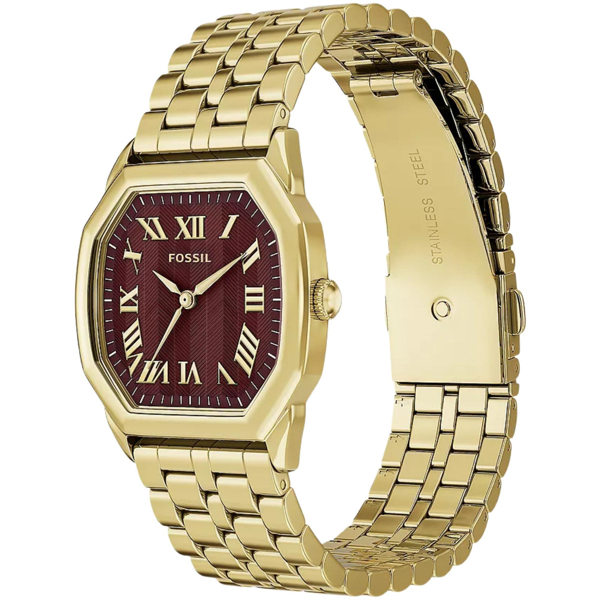 Fossil Harlow 27mm Red Dial Steel Ladies Quartz Watch ES5511