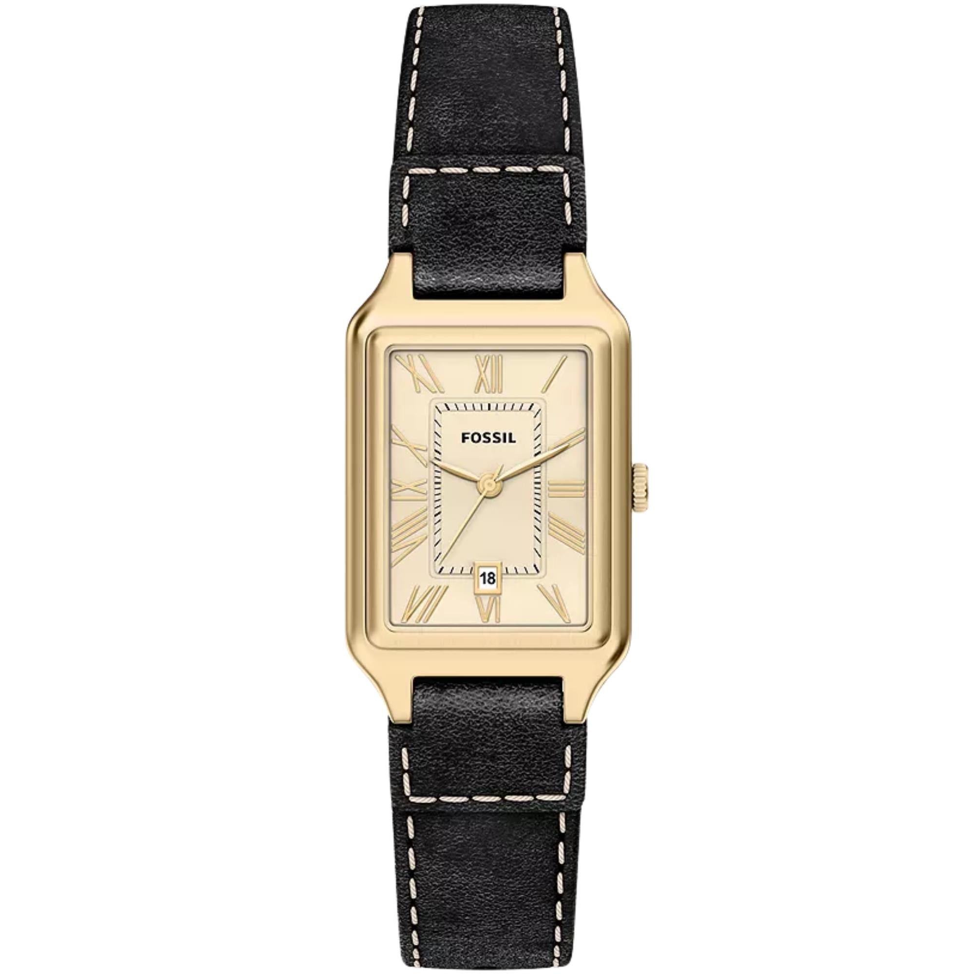 Fossil Raquel 23mm Cream Dial Leather Ladies Quartz Watch ES5505