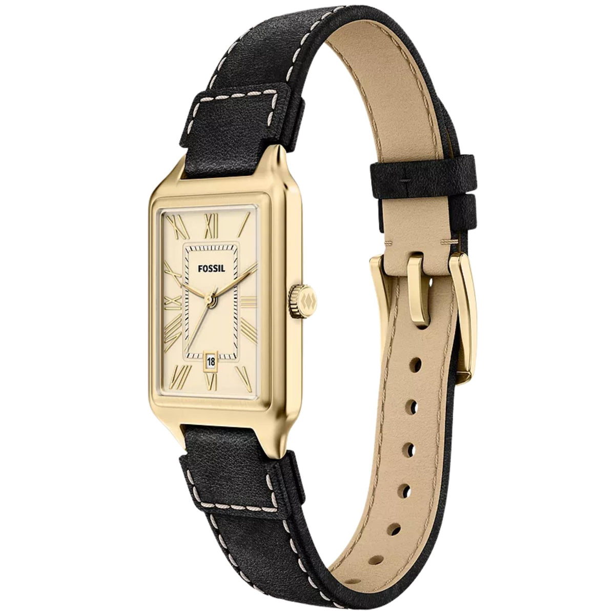 Fossil Raquel 23mm Cream Dial Leather Ladies Quartz Watch ES5505