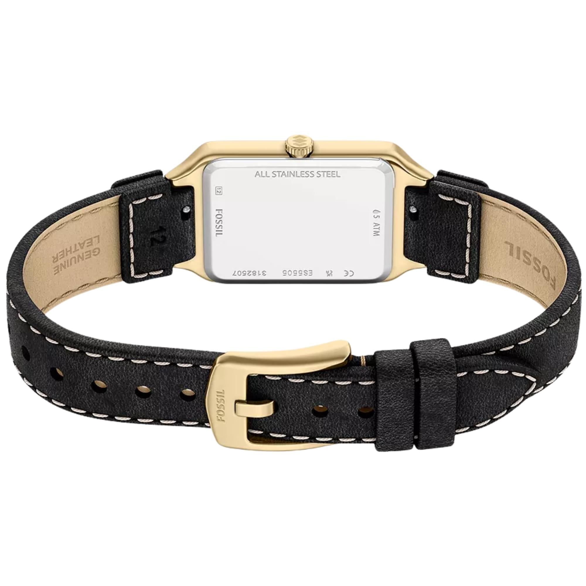 Fossil Raquel 23mm Cream Dial Leather Ladies Quartz Watch ES5505