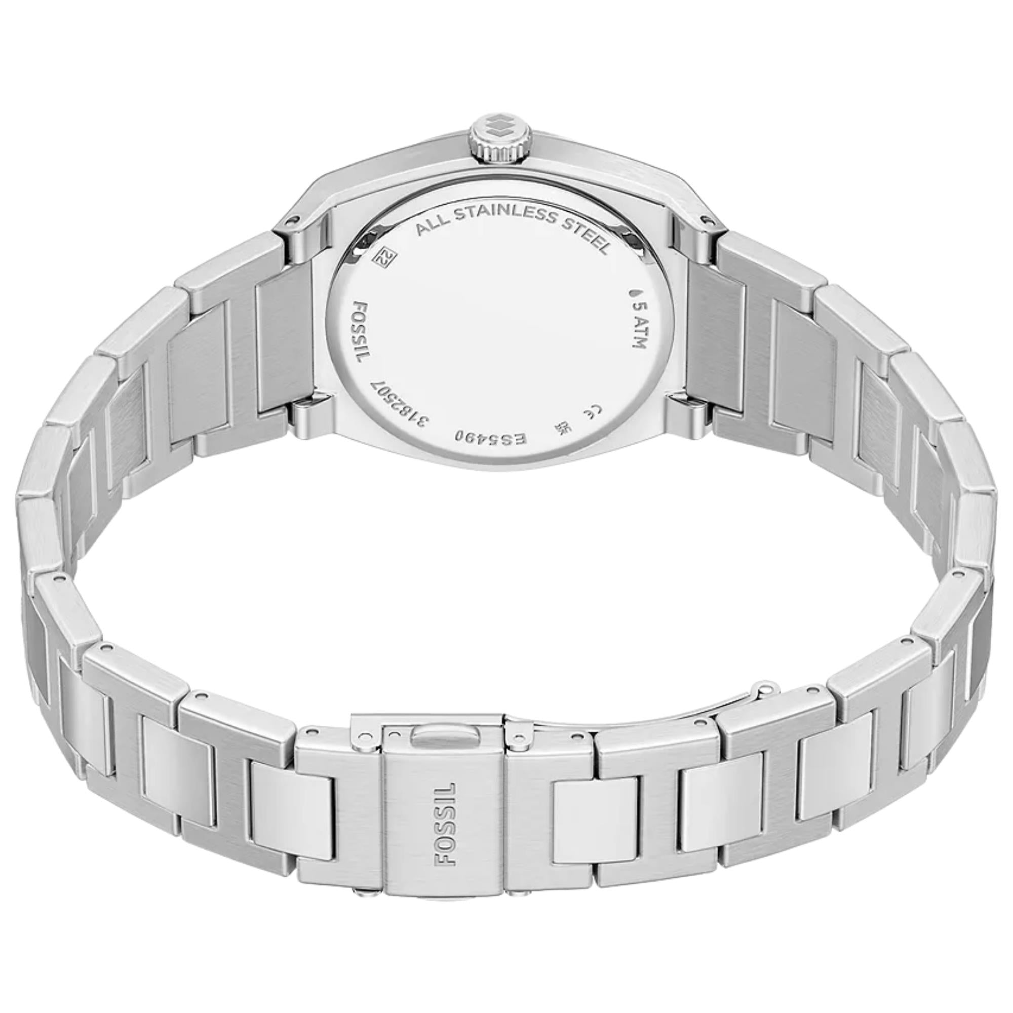 Fossil Everett 27mm Silver Dial Steel Ladies Quartz Watch ES5490