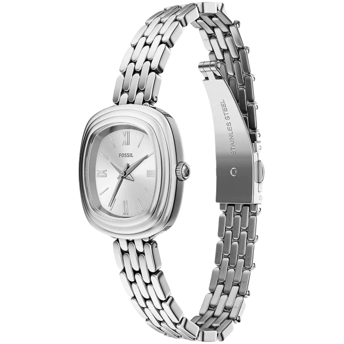 Fossil Emerson 30mm Silver Dial Steel Ladies Quartz Watch ES5508