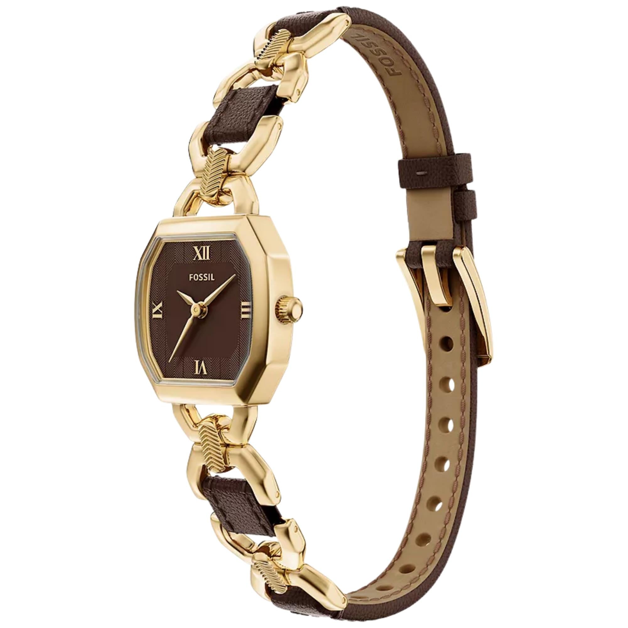 Fossil Harlow 22mm Brown Dial Leather Ladies Quartz Watch ES5497