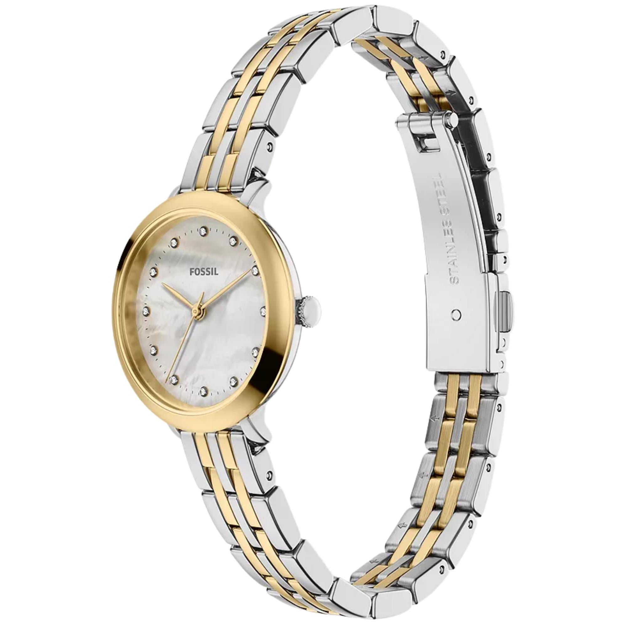 Fossil Heidi 26mm Mother of Pearl Dial Steel Ladies Quartz Watch ES5500