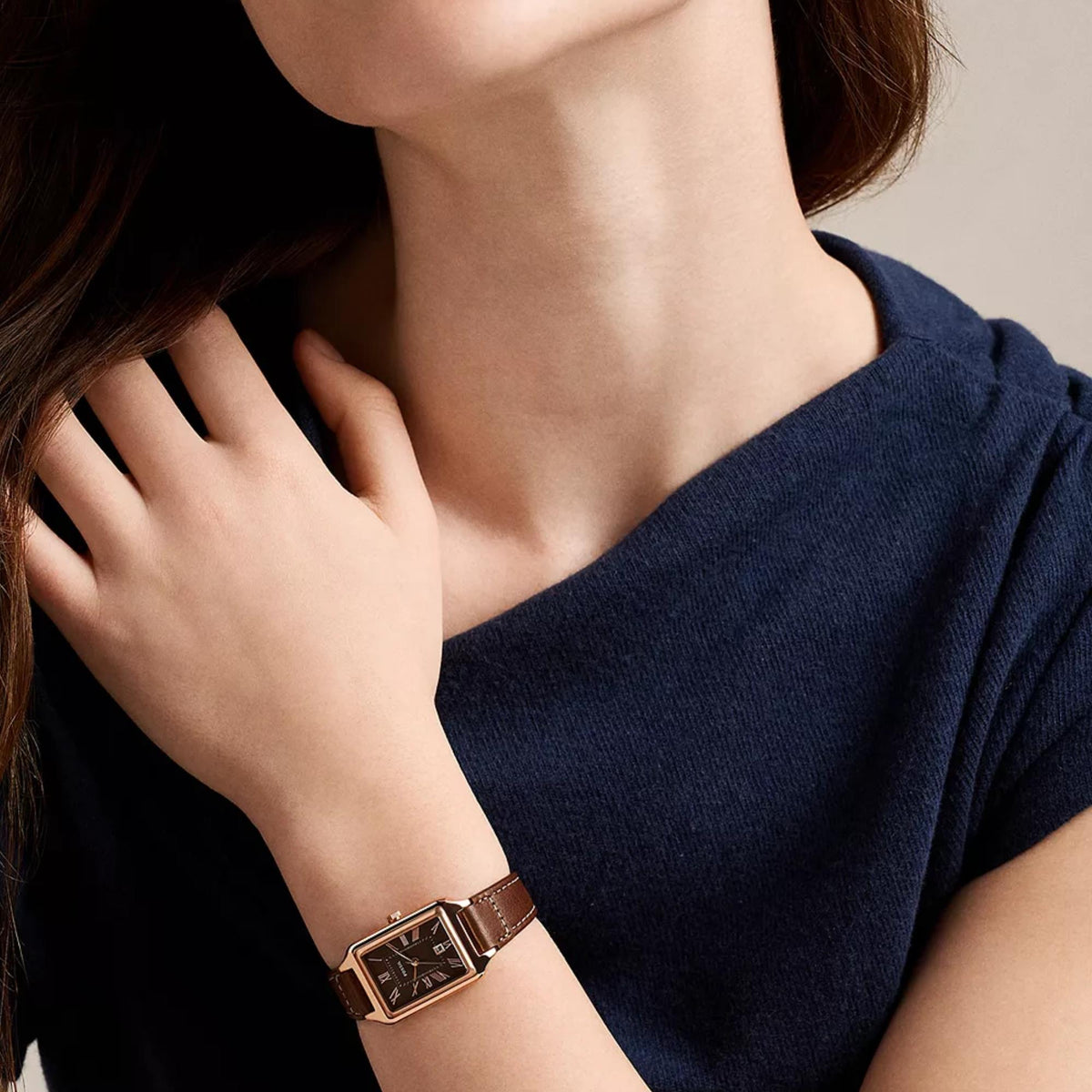 Fossil Raquel 23mm Brown Dial Leather Ladies Quartz Watch ES5503