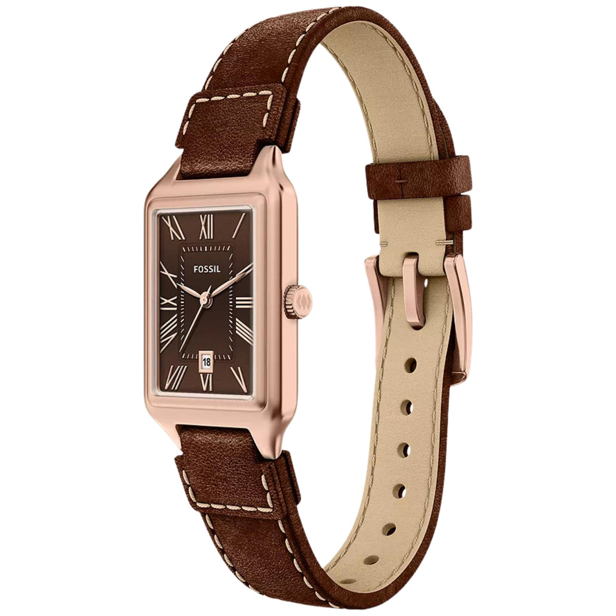 Fossil Raquel 23mm Brown Dial Leather Ladies Quartz Watch ES5503