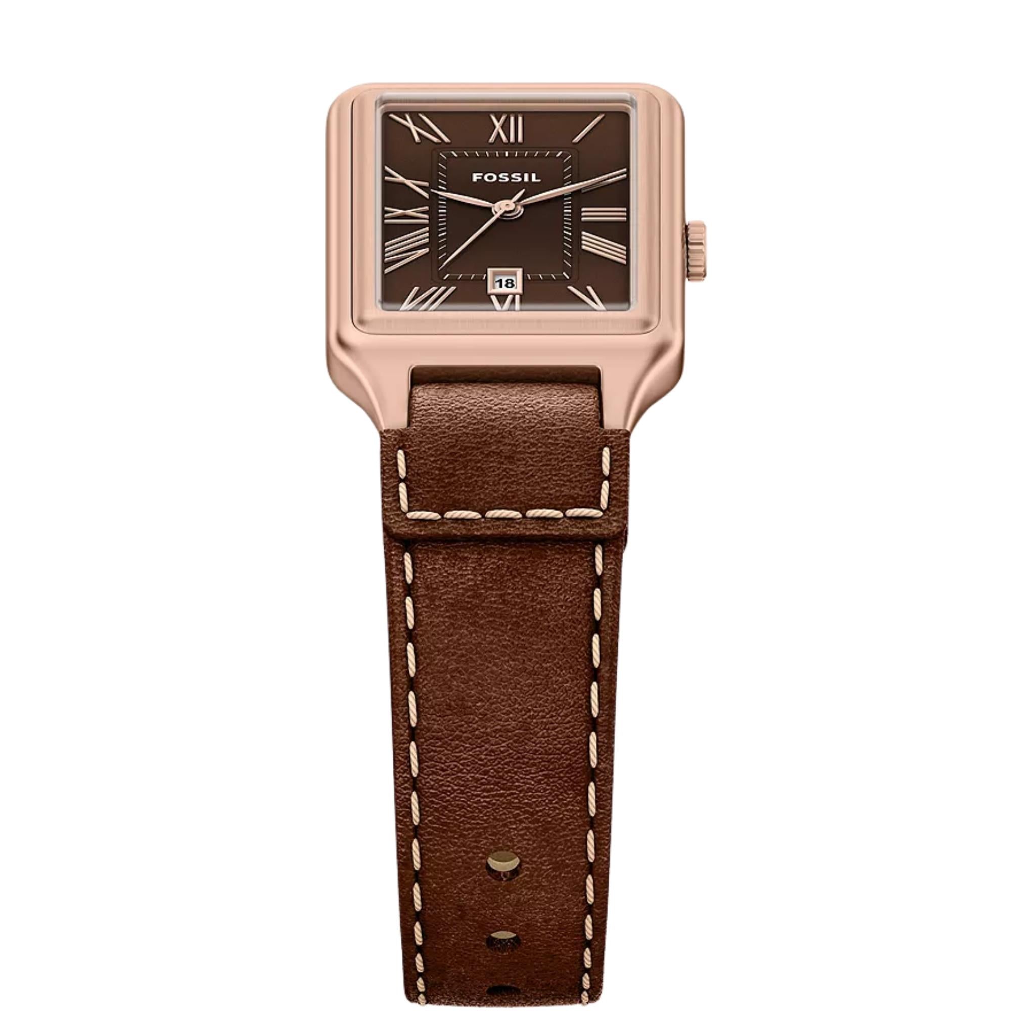 Fossil Raquel 23mm Brown Dial Leather Ladies Quartz Watch ES5503