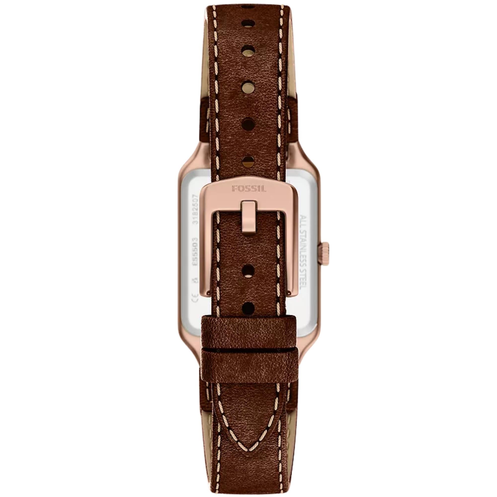 Fossil Raquel 23mm Brown Dial Leather Ladies Quartz Watch ES5503