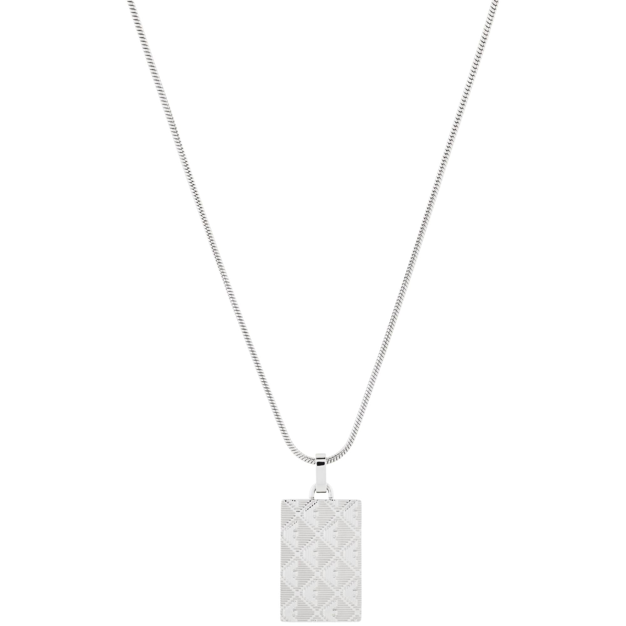 Emporio Armani Eagle Logo Silver Steel Dog Tag Mens Necklace EGS3362040