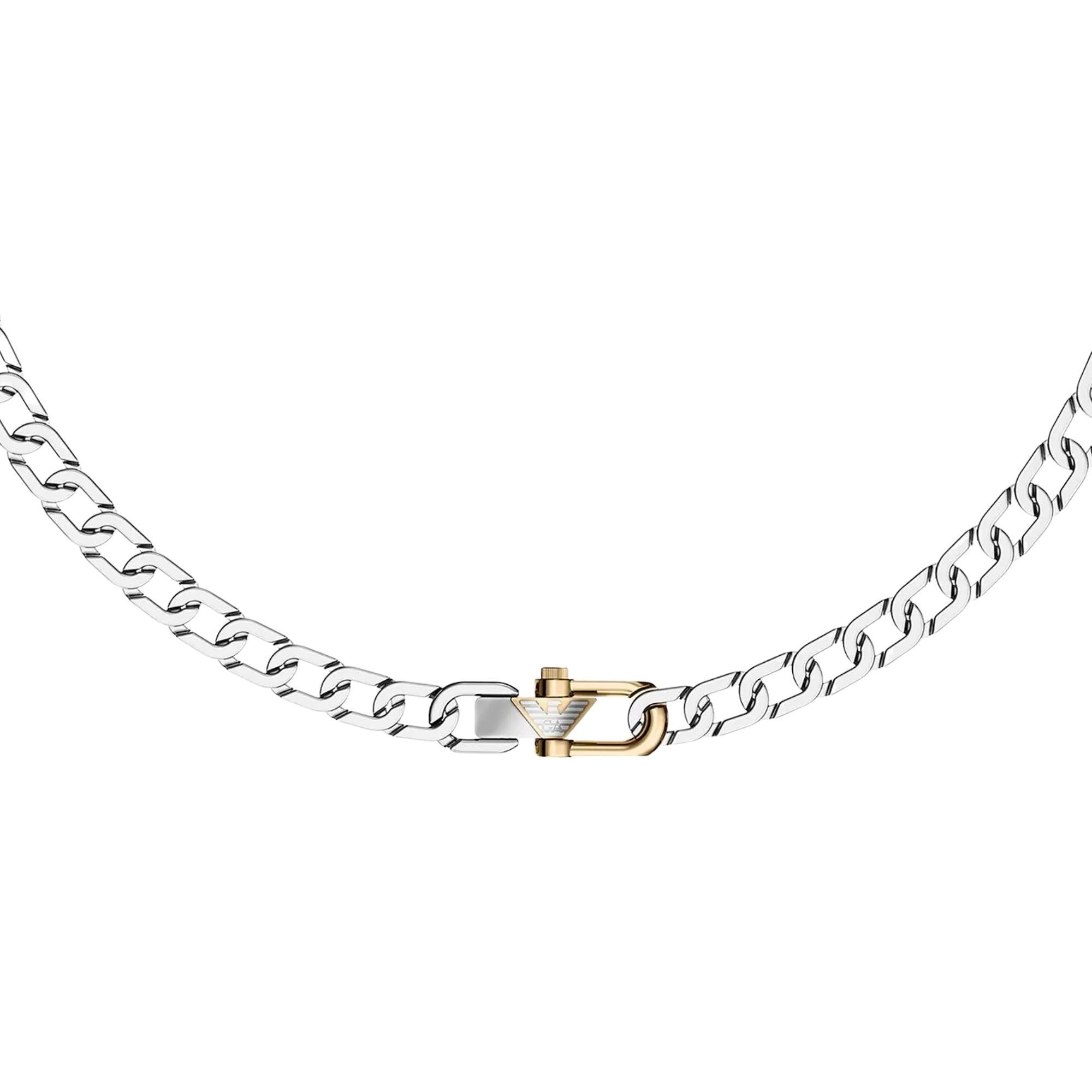 Emporio Armani Eagle Logo Silver Steel Mens Chain Necklace EGS3372040