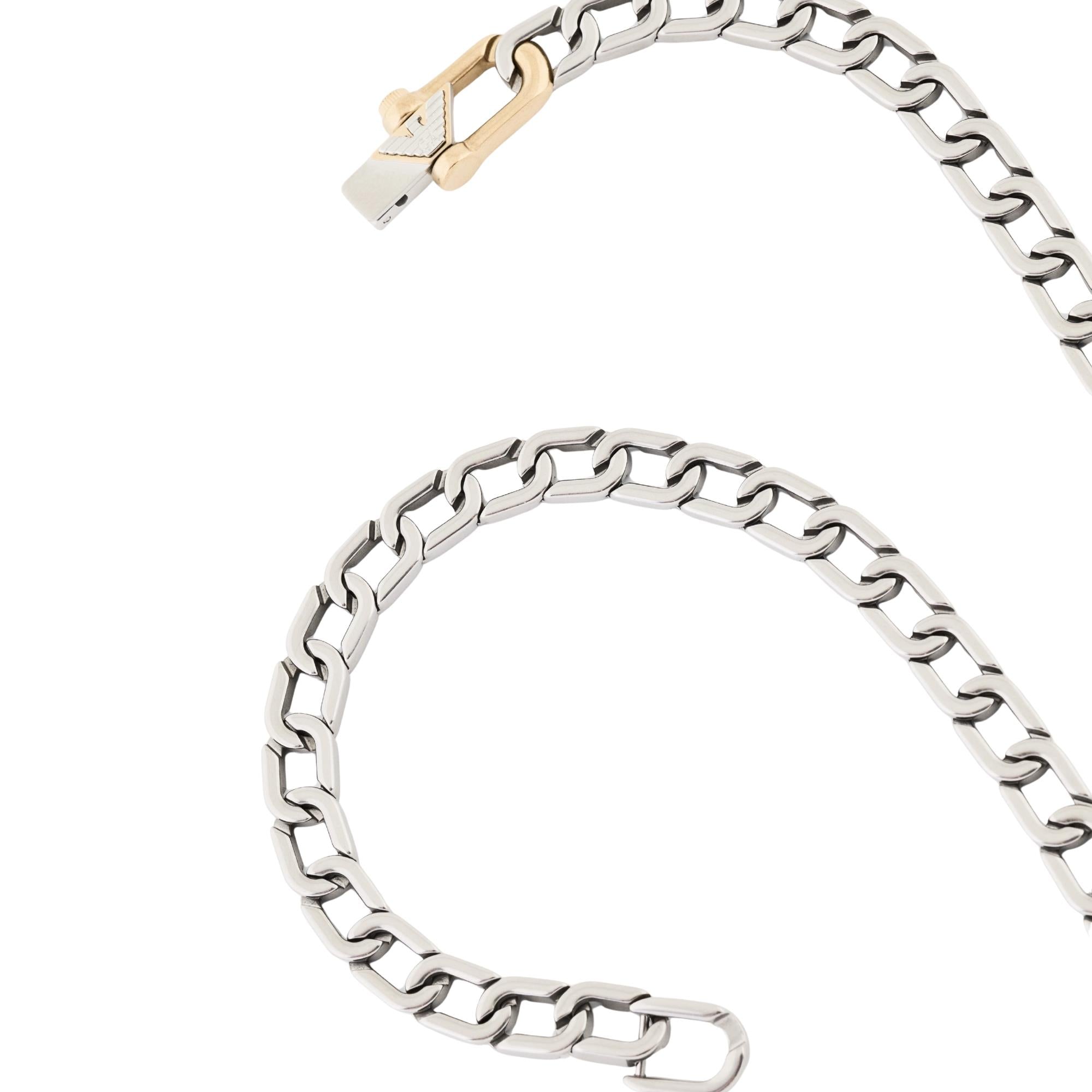 Emporio Armani Eagle Logo Silver Steel Mens Chain Necklace EGS3372040