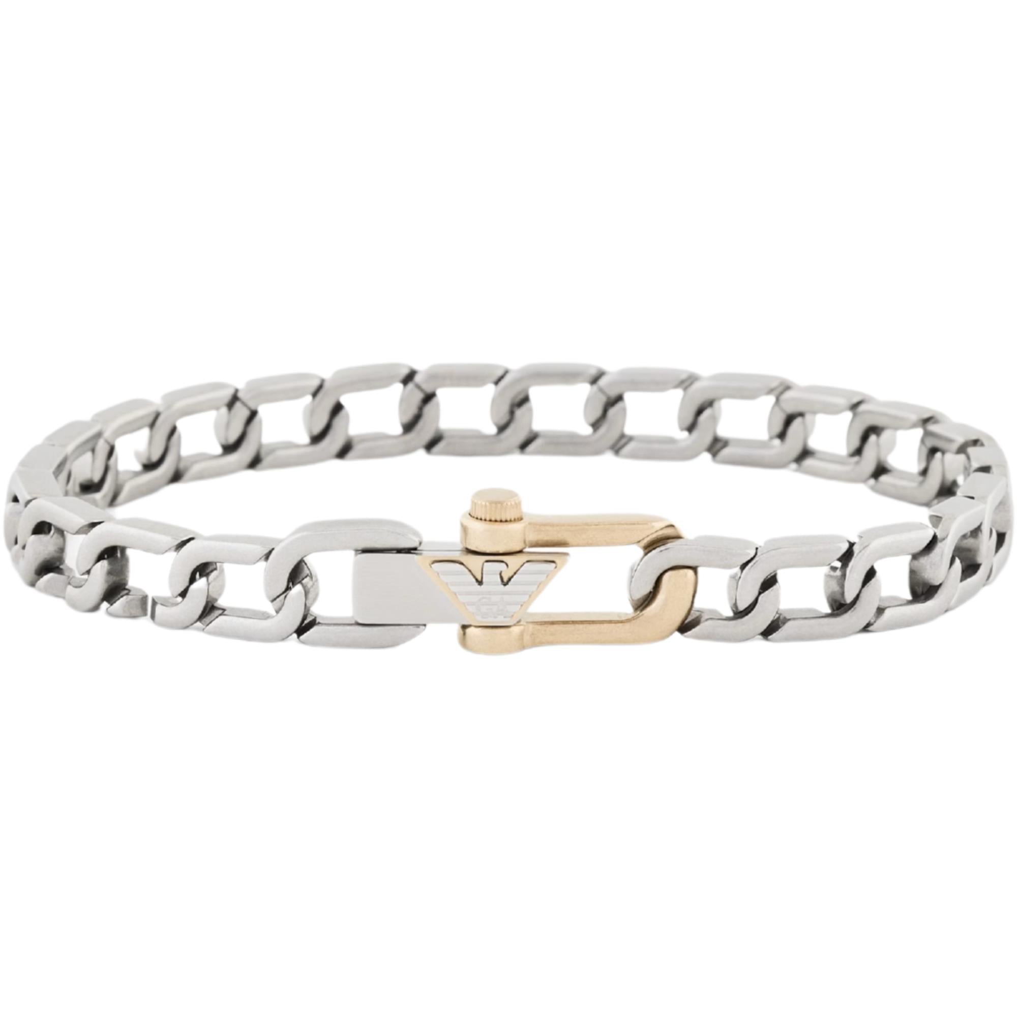 Emporio Armani Eagle Logo Silver Steel Mens Chain Bracelet EGS3370040