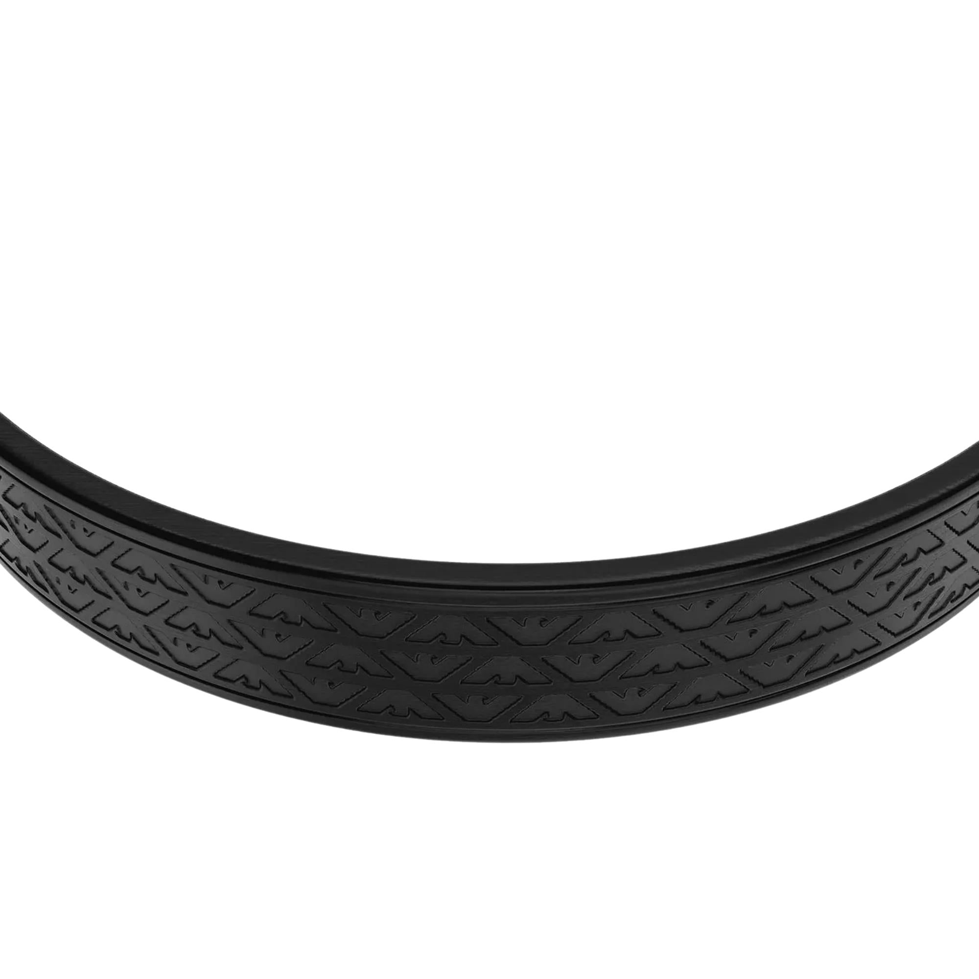 Emporio Armani Eagle Logo Black Steel Mens Cuff Bracelet EGS3383001
