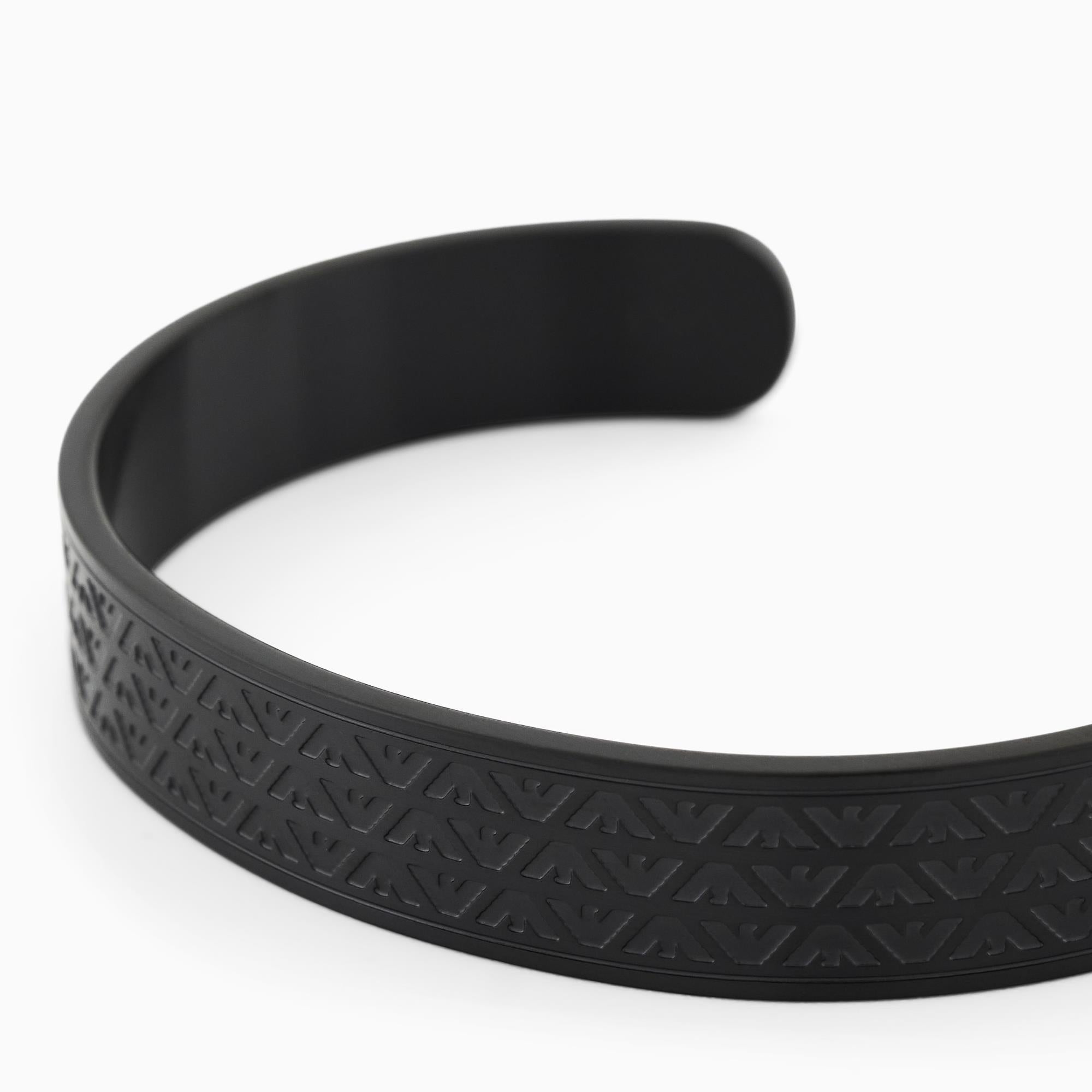 Emporio Armani Eagle Logo Black Steel Mens Cuff Bracelet EGS3383001