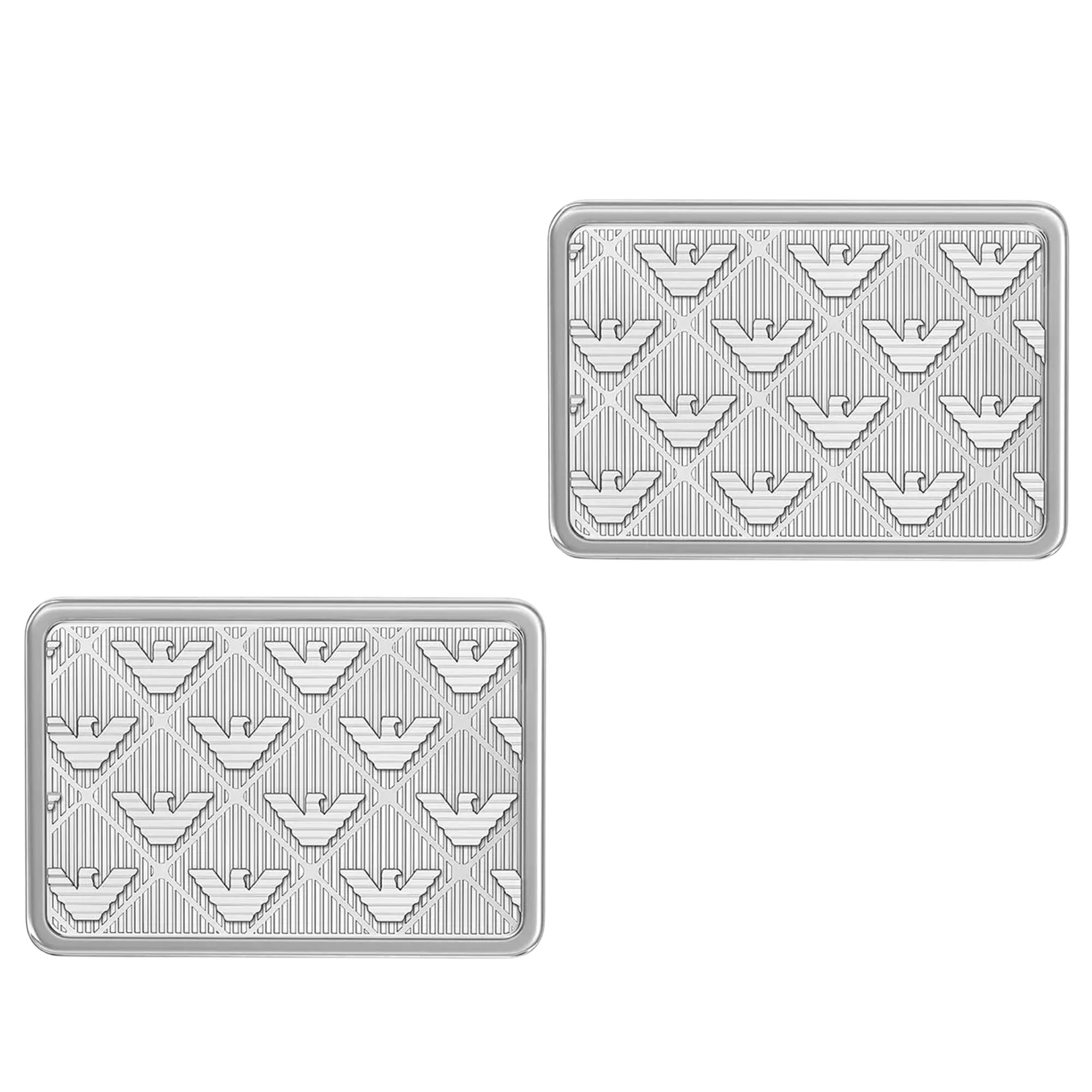 Emporio Armani Eagle Logo Silver Steel Mens Cufflinks EGS3360040