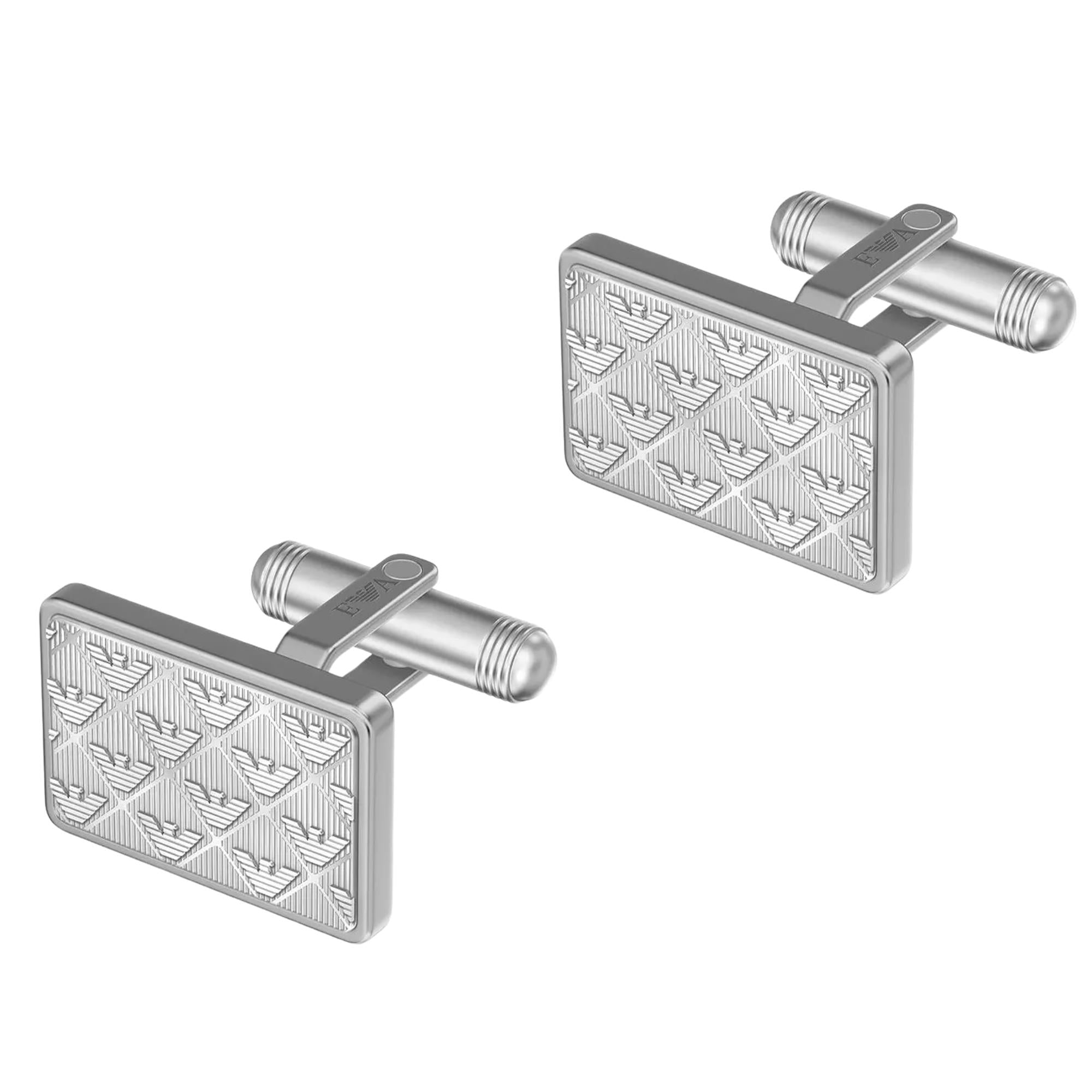 Emporio Armani Eagle Logo Silver Steel Mens Cufflinks EGS3360040