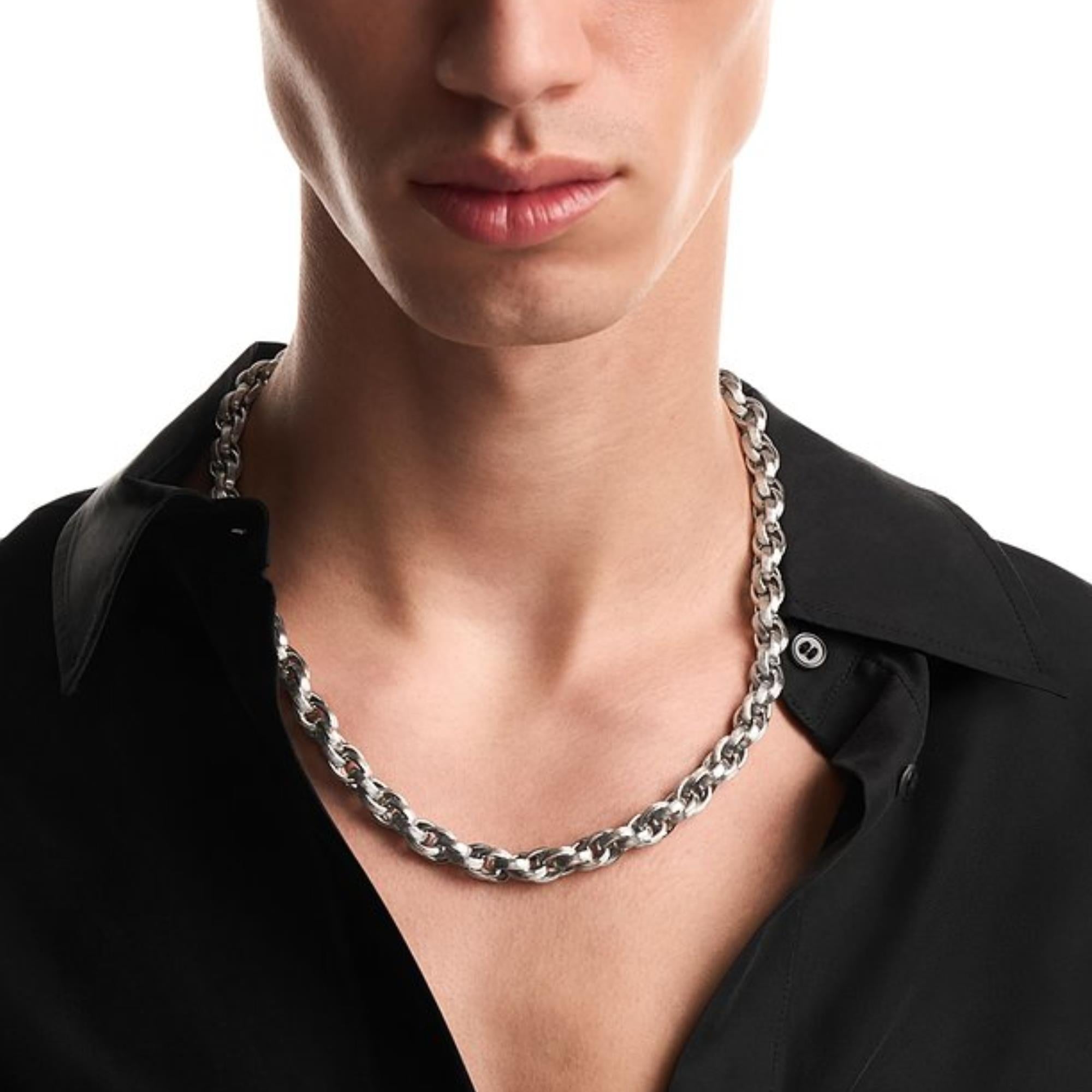 Emporio Armani Iconic Trend Silver Steel Mens Chain Necklace EGS3378040