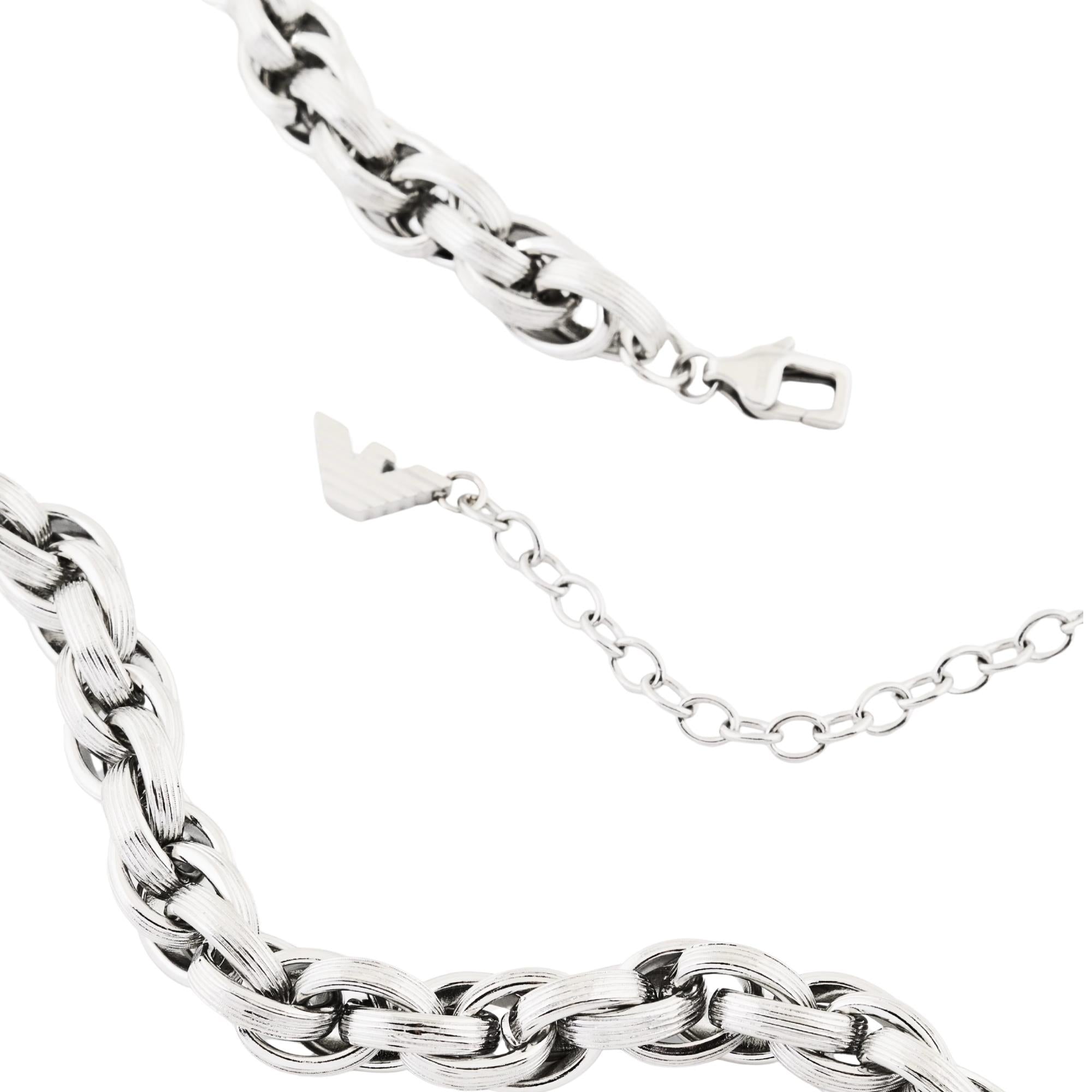 Emporio Armani Iconic Trend Silver Steel Mens Chain Necklace EGS3378040