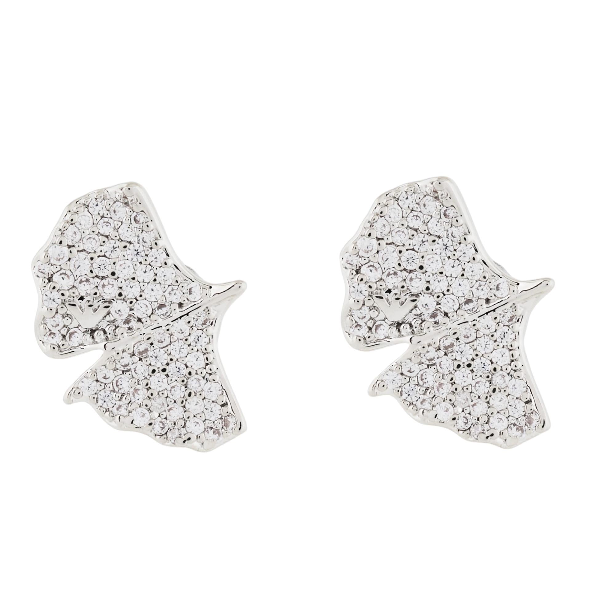 Emporio Armani Sentimental Silver Pavé Brass Ladies Stud Earrings EGS3413040