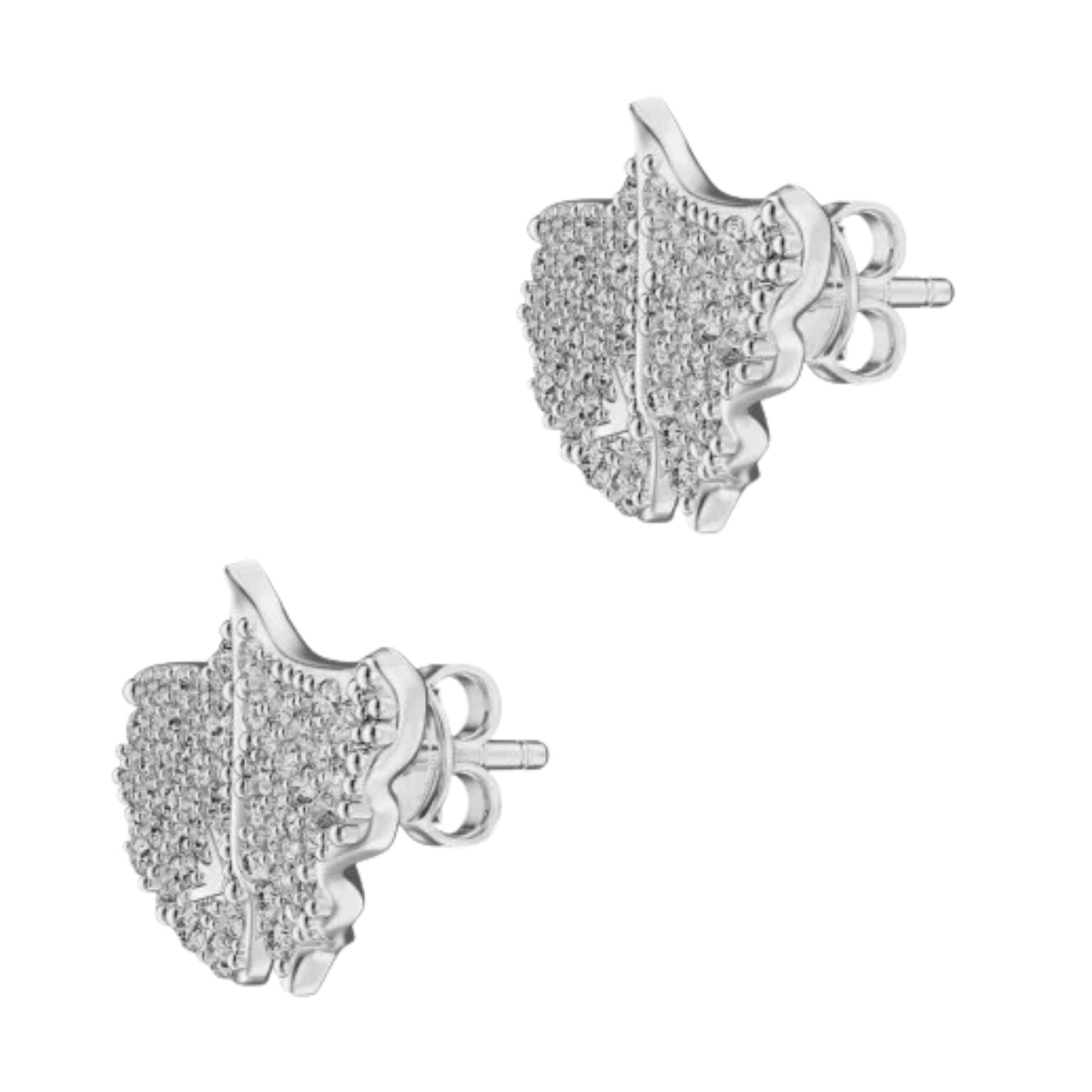 Emporio Armani Sentimental Silver Pavé Brass Ladies Stud Earrings EGS3413040