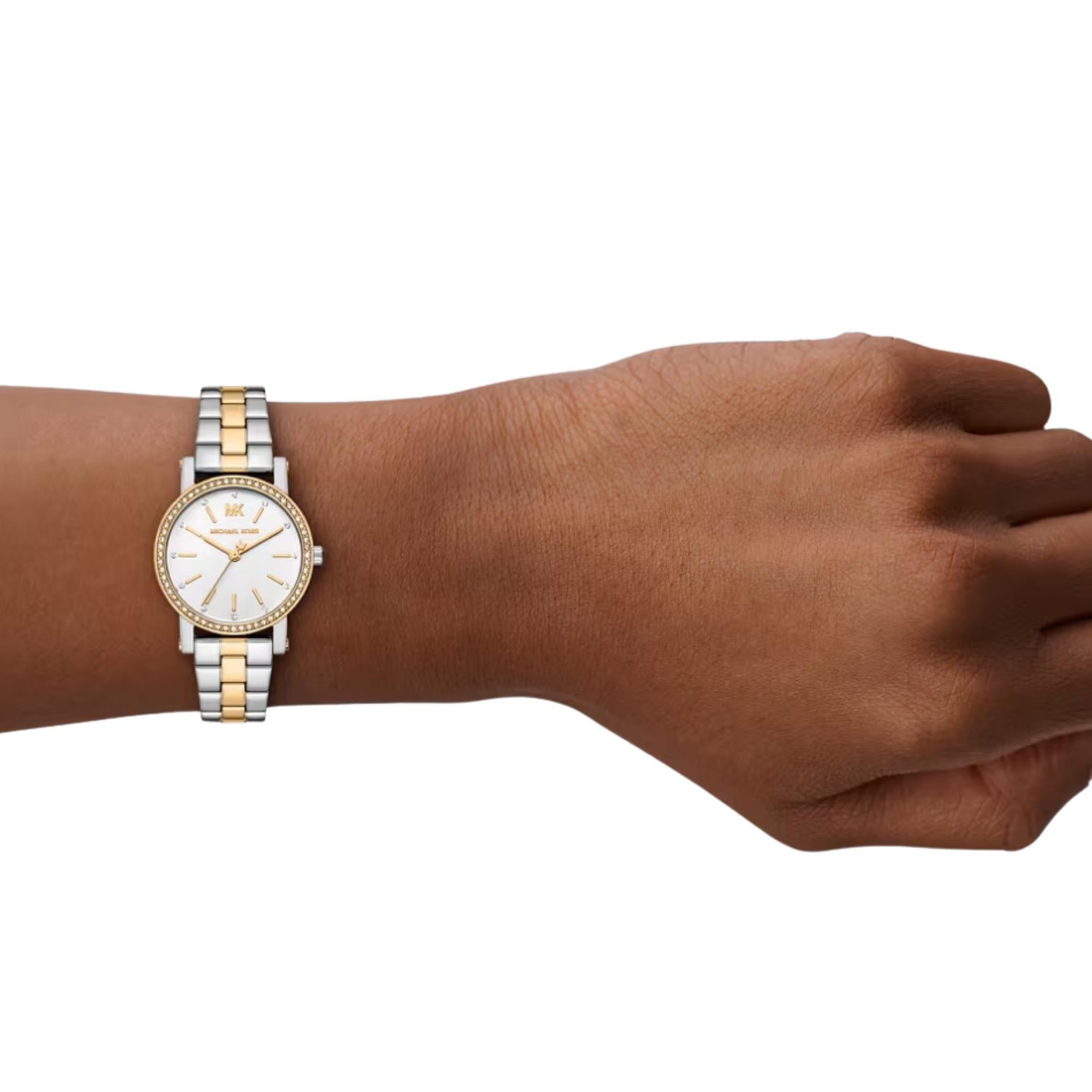 Michael Kors Corey 28mm Silver Dial Steel Ladies Quartz Watch MK7668