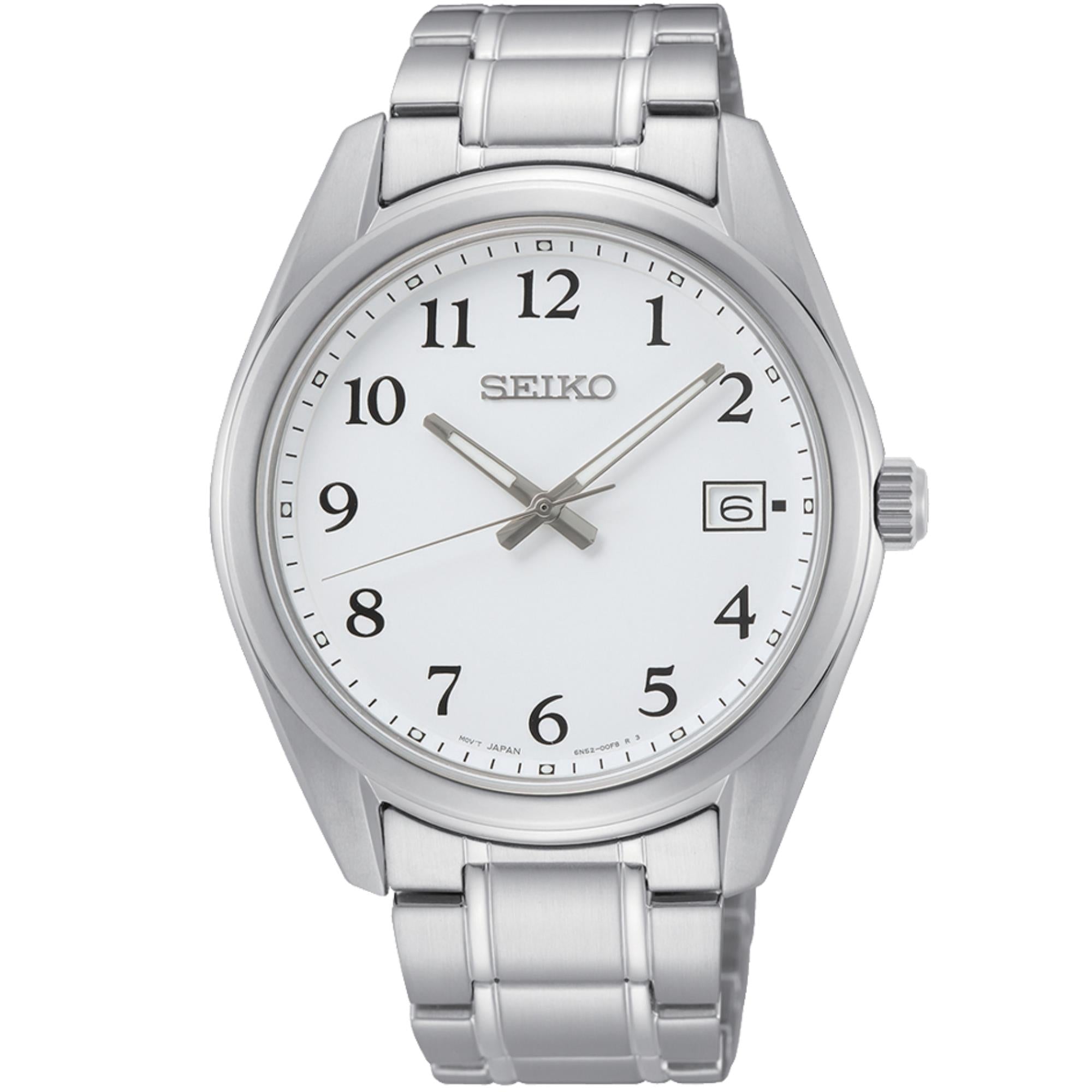 Seiko Essentials 40mm White Dial Steel Mens Quartz Watch SUR459P1