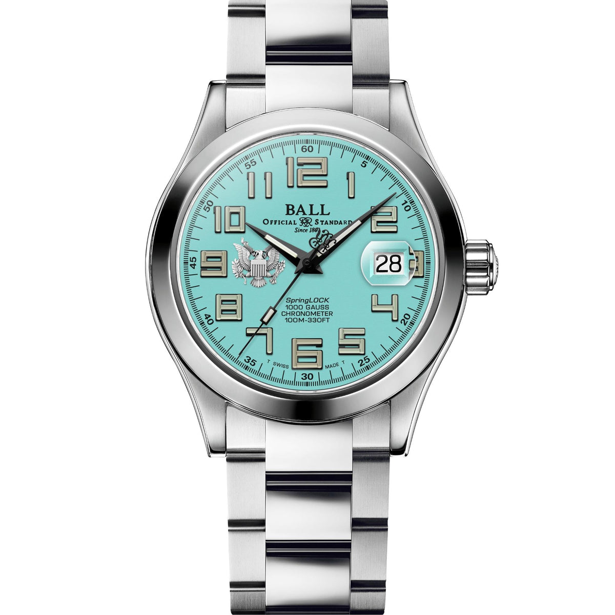 BALL Engineer III 'Army' 40mm Limited Edition Turquoise Dial Steel Mens Automatic Watch NM3000C-S11C-TQ