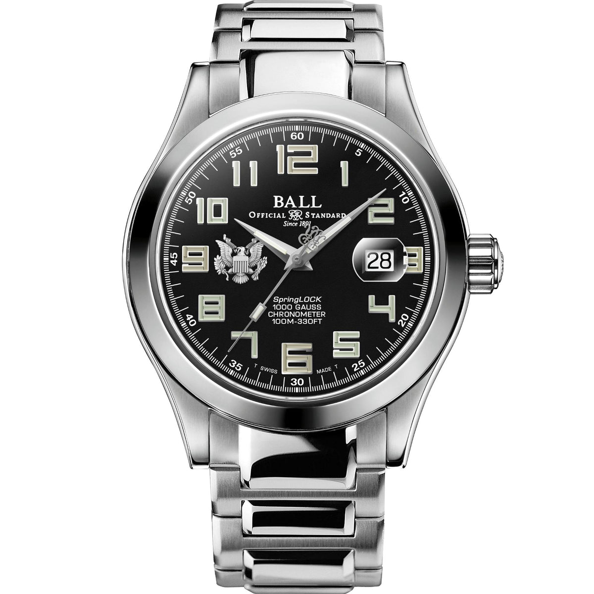 BALL Engineer III 'Army' 43mm Limited Edition Black Dial Steel Mens Automatic Watch NM9028C-S49C-BK