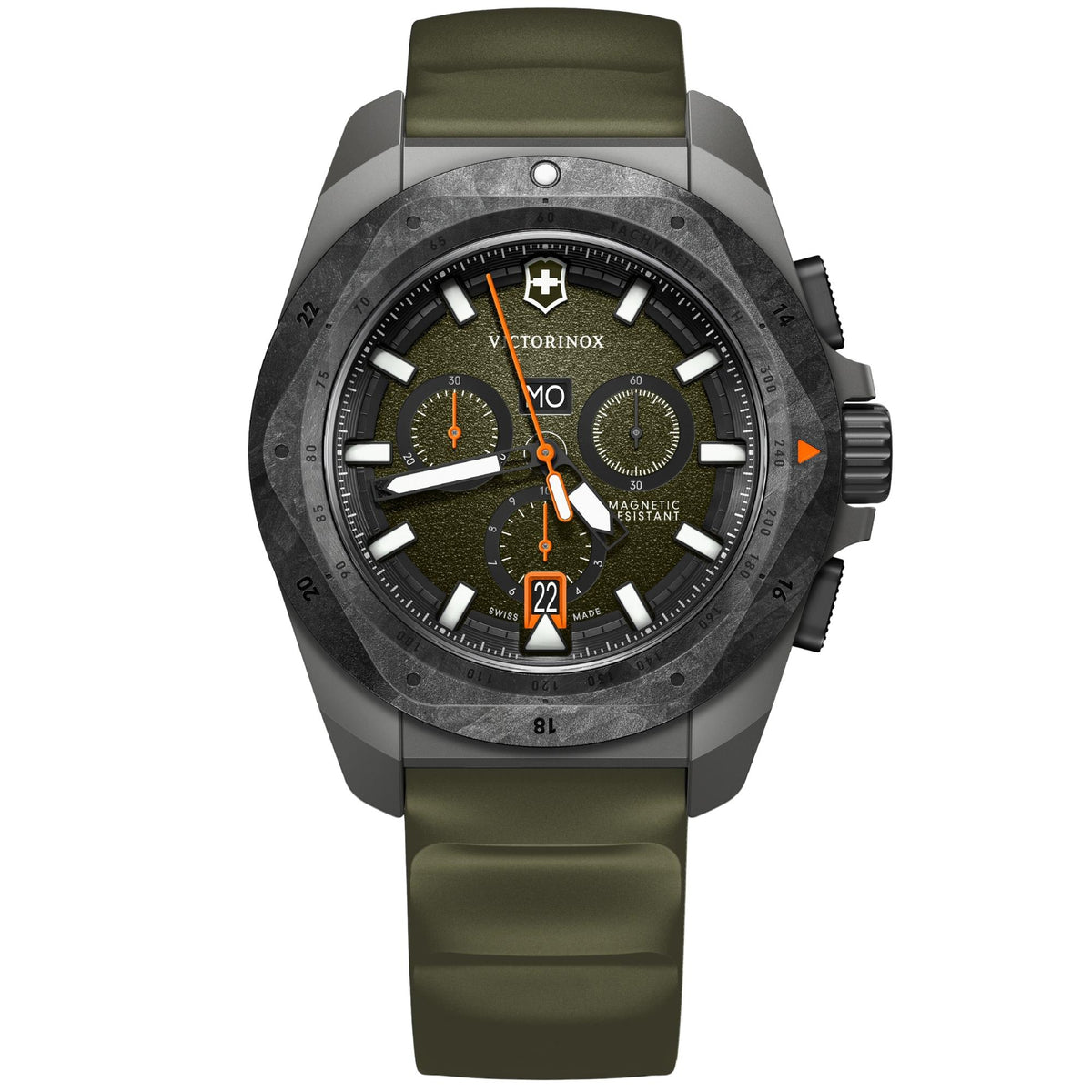 Victorinox I.N.O.X 43mm Chronograph Green Dial Paracord Mens Quartz Watch 242083.1
