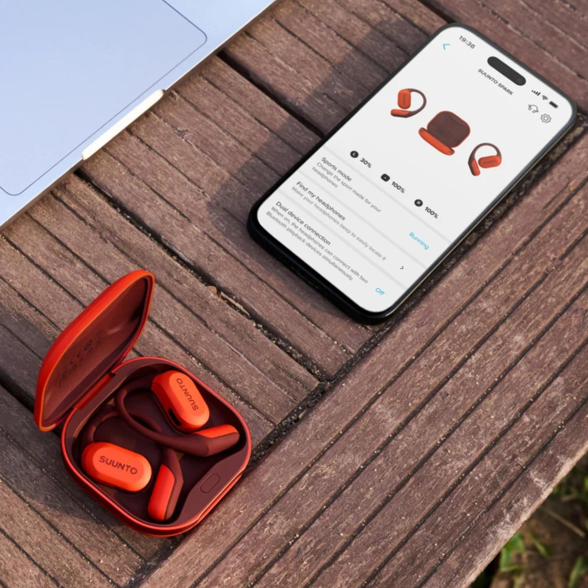 Suunto Spark Open-Ear Coral Orange Silicone and Titanium Bluetooth Headphones SS051357000