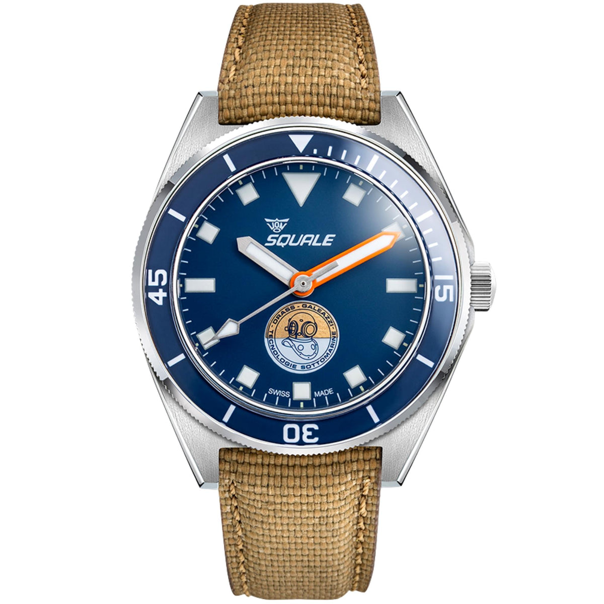 Squale Galeazzi Artiglio 39.5mm Limited Edition Blue Dial Microfiber and Rubber Mens Automatic Watch VONDSSGZBL.MI