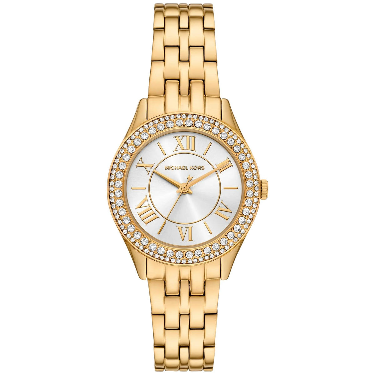 Michael Kors Harlowe Pavé 33mm White Dial Steel Ladies Quartz Watch MK7651