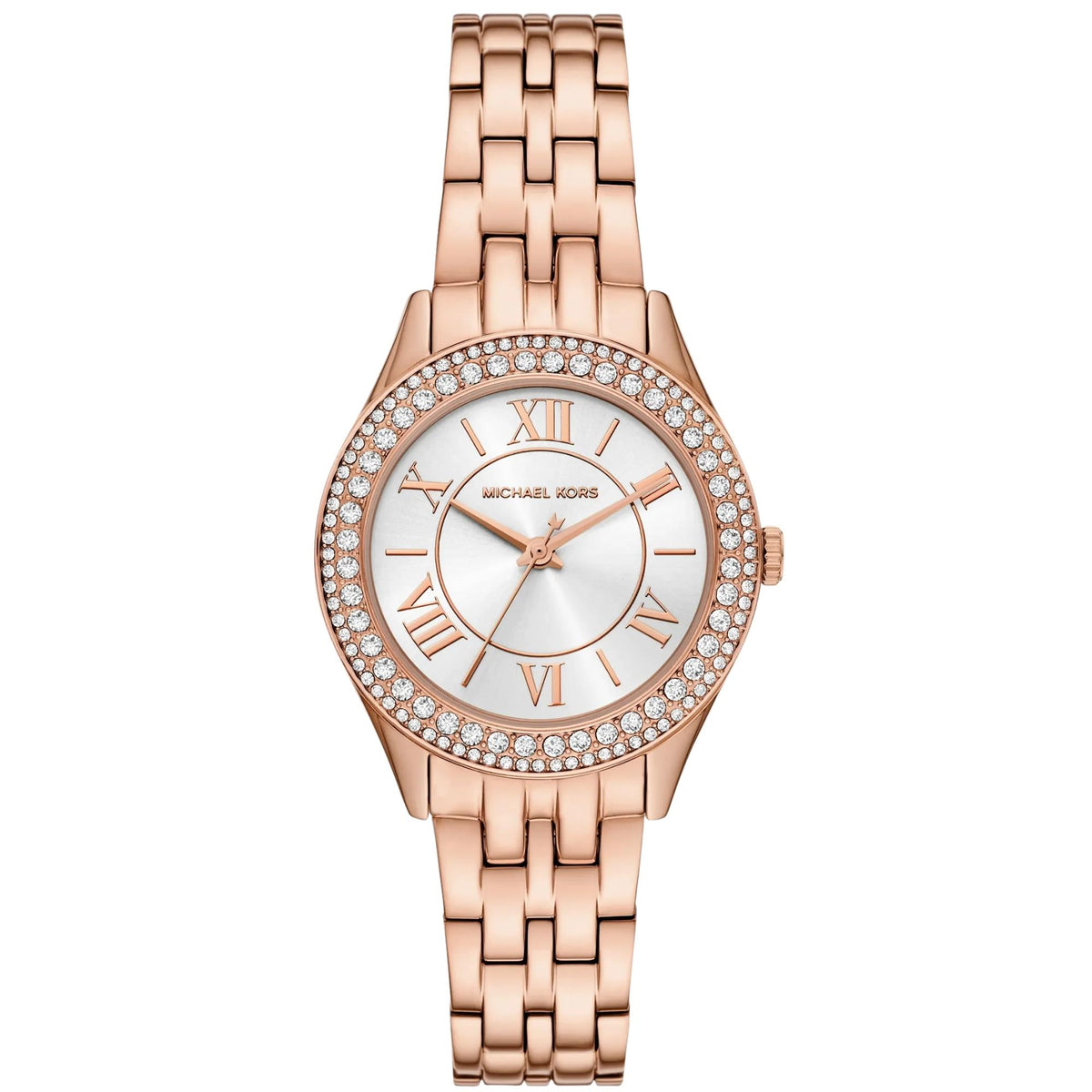 Michael Kors Harlowe Pavé 33mm White Dial Steel Ladies Quartz Watch MK7652