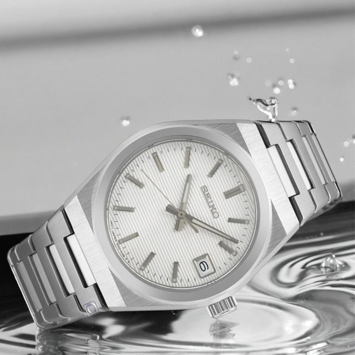 Seiko Essentials 34mm White Dial Steel Ladies Quartz Watch SUR573P1